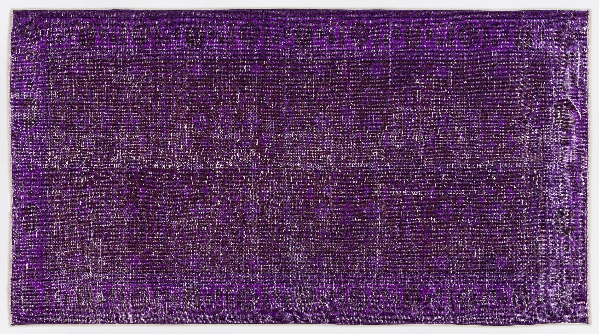Retro Design Purple Over Dyed Vintage Rug 4'11'' x 9'2'' ft 150 x 280 cm