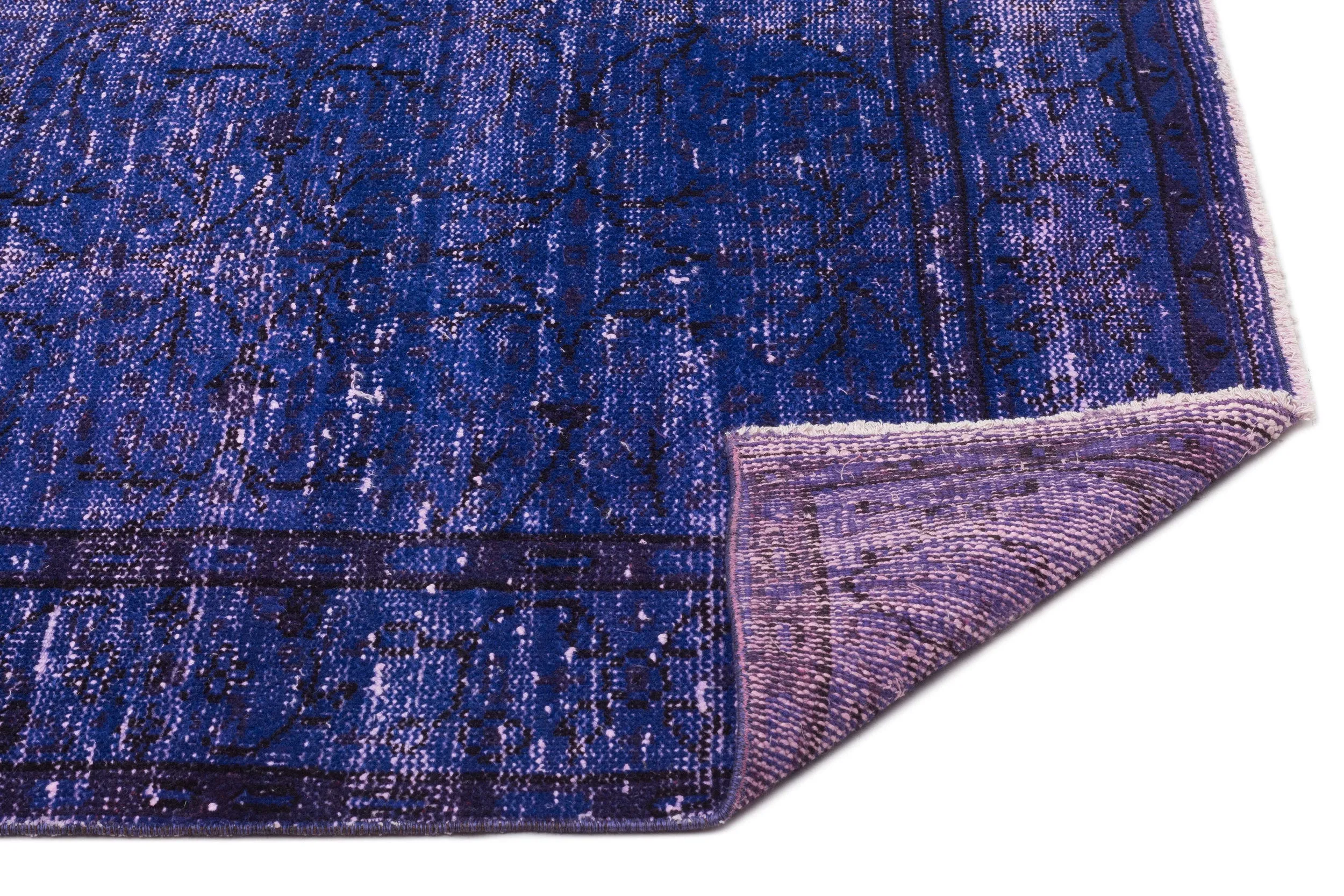 Retro Design Purple Over Dyed Vintage Rug 5'1'' x 9'4'' ft 155 x 285 cm