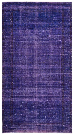 Retro Design Purple Over Dyed Vintage Rug 5'1'' x 9'4'' ft 155 x 285 cm