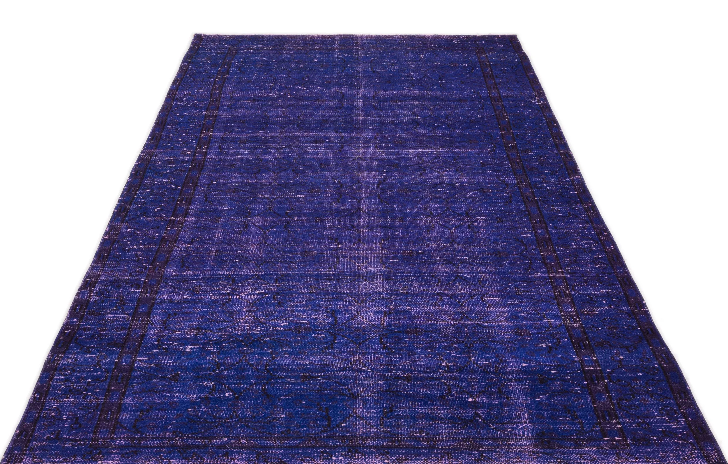 Retro Design Purple Over Dyed Vintage Rug 5'1'' x 9'4'' ft 155 x 285 cm