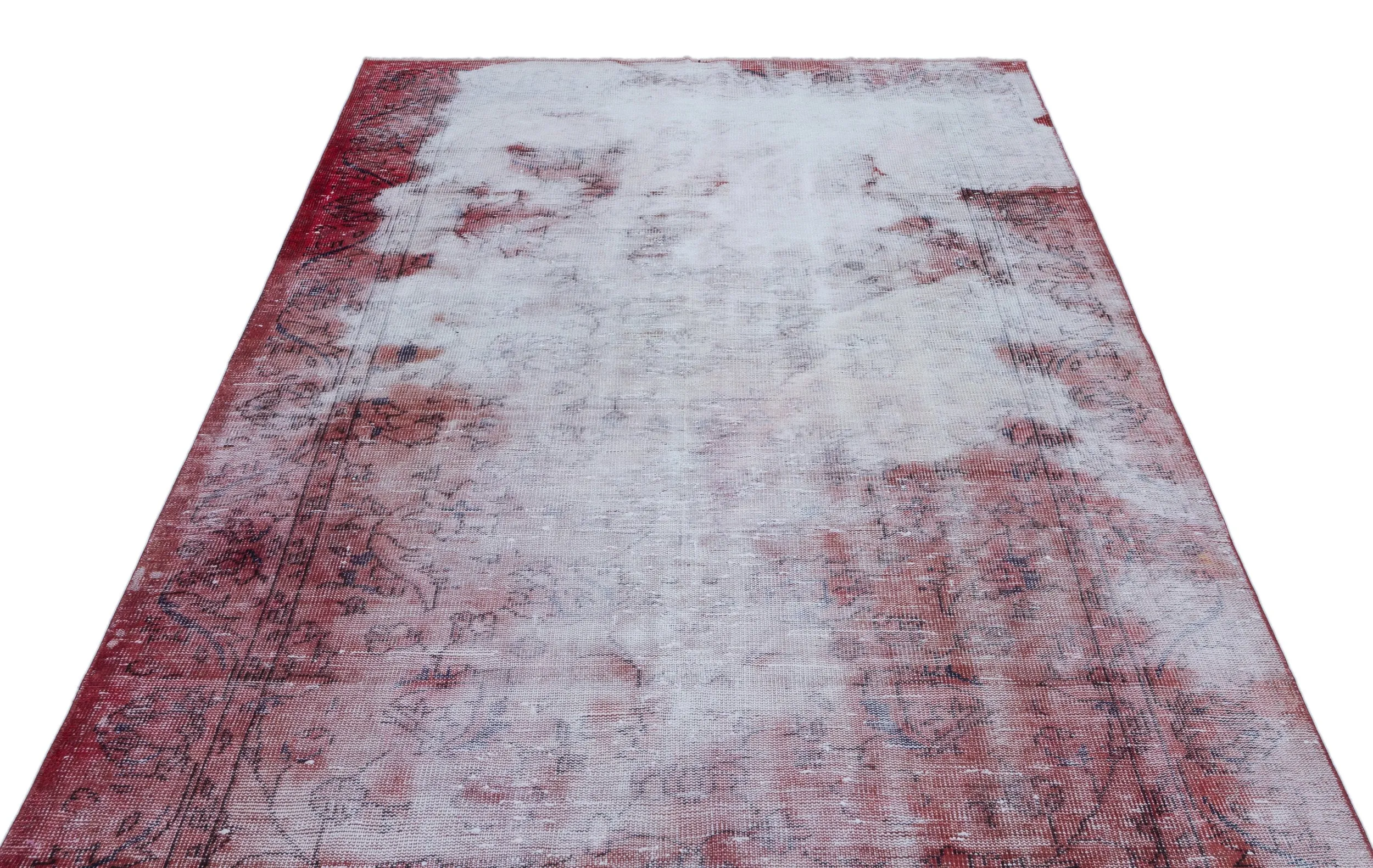 Retro Design Red Over Dyed Vintage Rug 5'5'' x 8'4'' ft 164 x 255 cm
