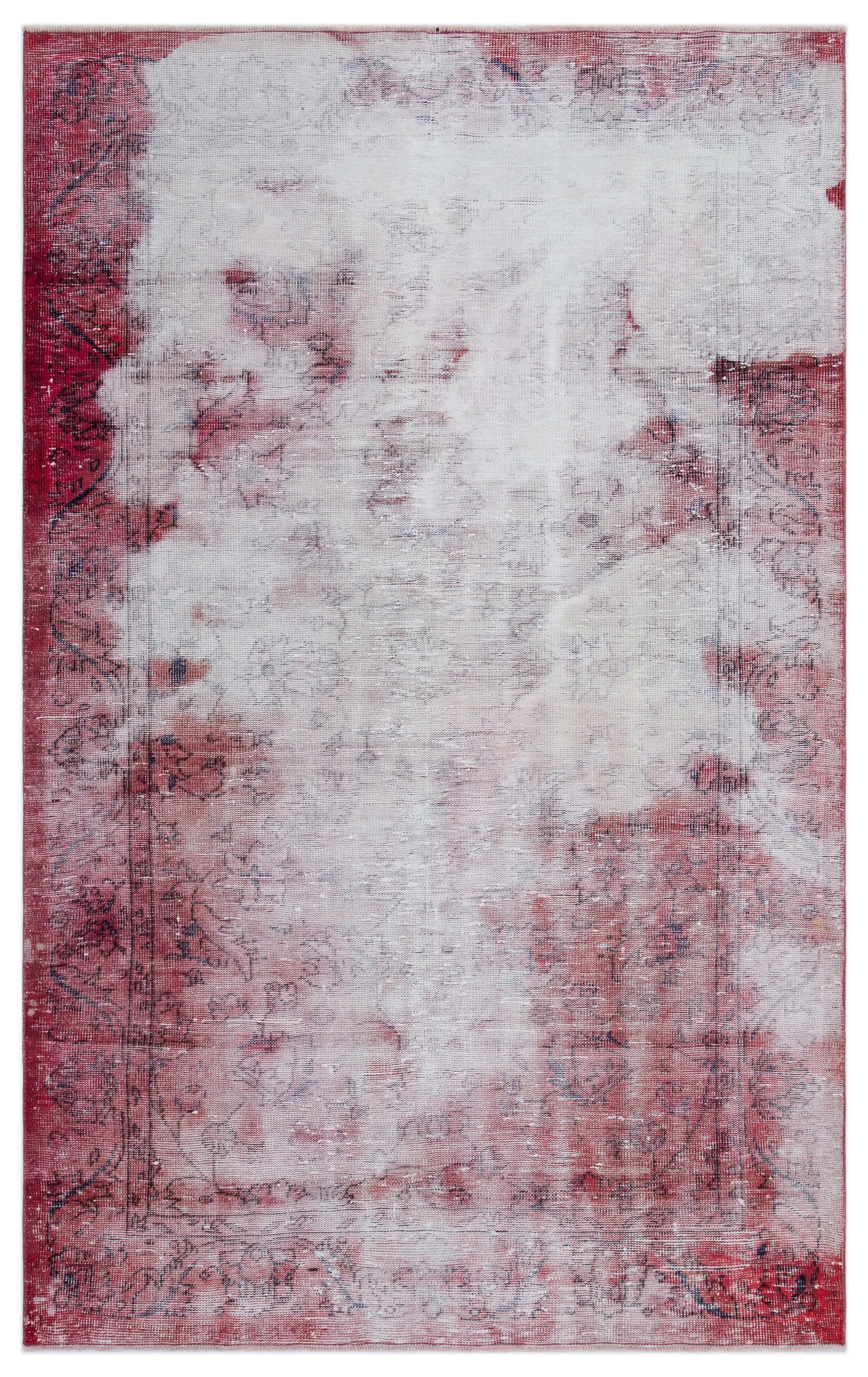 Retro Design Red Over Dyed Vintage Rug 5'5'' x 8'4'' ft 164 x 255 cm