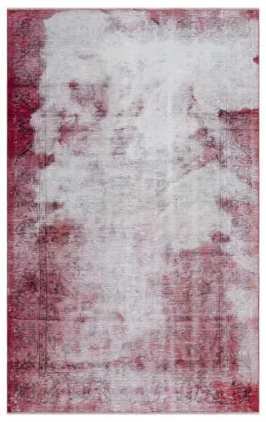 Retro Design Red Over Dyed Vintage Rug 5'5'' x 8'4'' ft 164 x 255 cm
