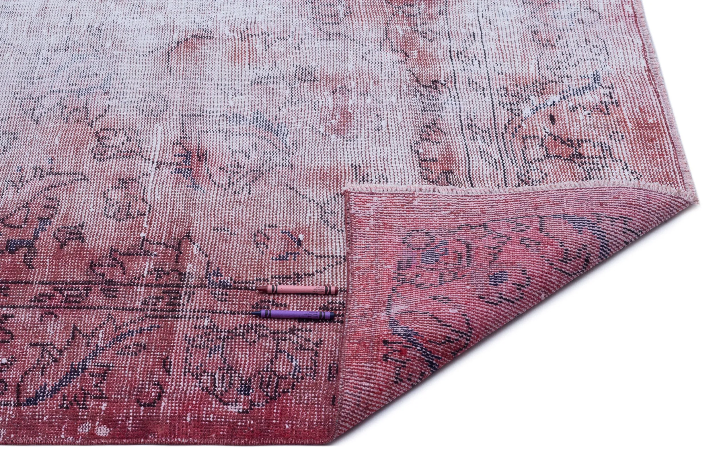 Retro Design Red Over Dyed Vintage Rug 5'5'' x 8'4'' ft 164 x 255 cm