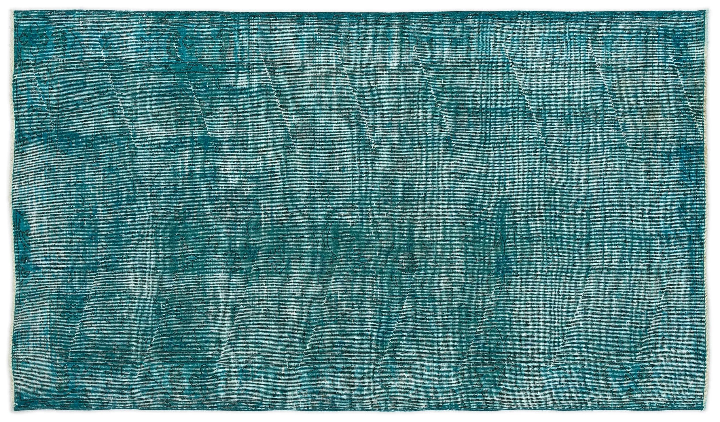 Retro Design Stone Blue Over Dyed Vintage Rug 3'10'' x 6'9'' ft 118 x 207 cm