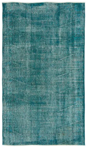 Retro Design Stone Blue Over Dyed Vintage Rug 3'10'' x 6'9'' ft 118 x 207 cm