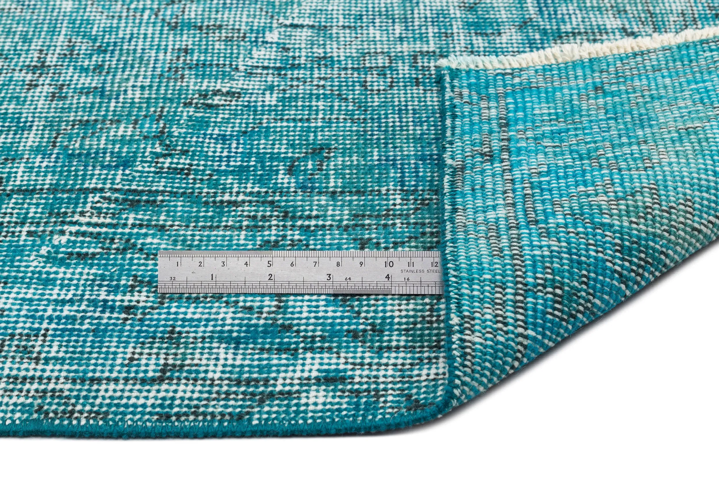 Retro Design Stone Blue Over Dyed Vintage Rug 3'10'' x 6'9'' ft 118 x 207 cm