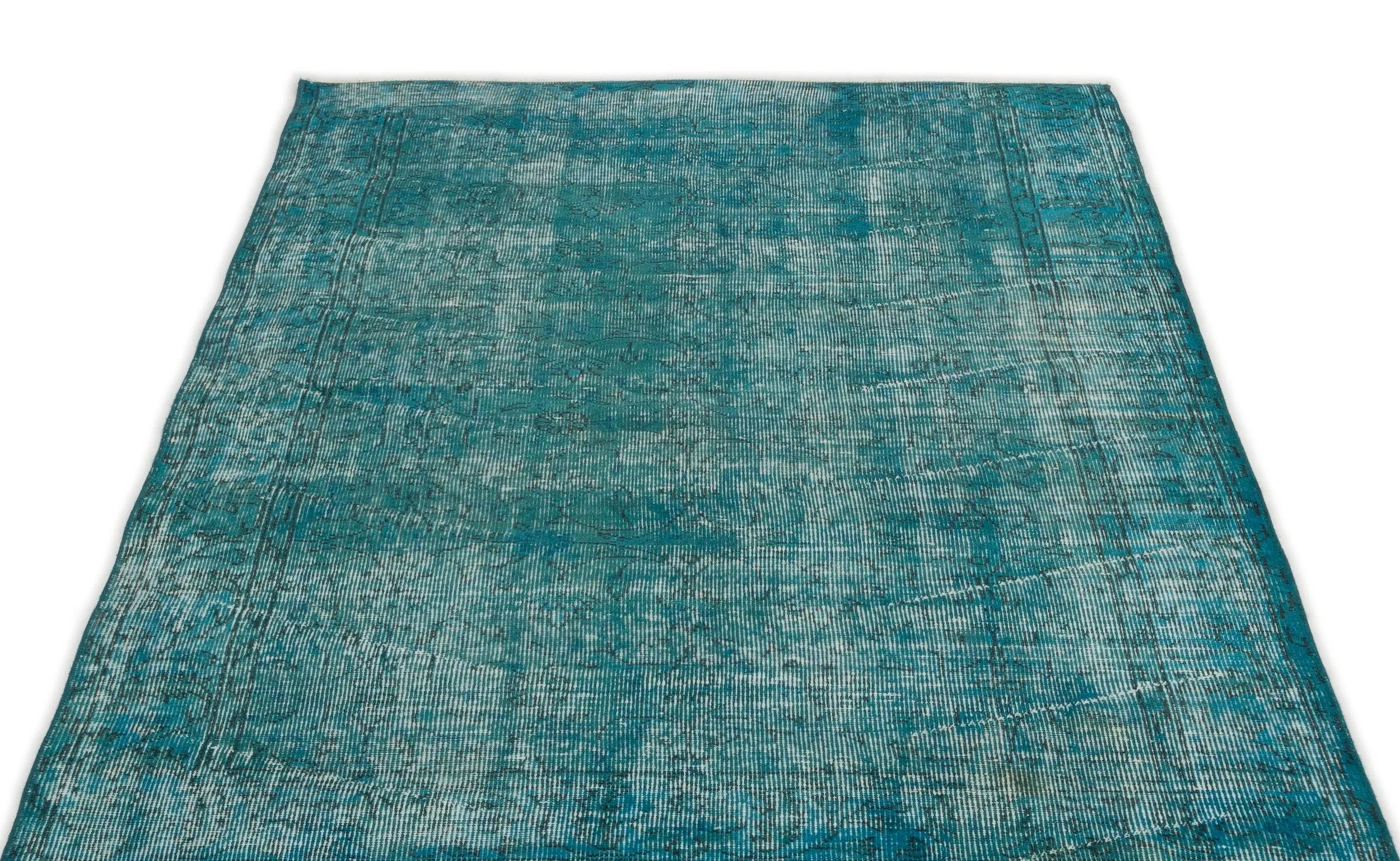 Retro Design Stone Blue Over Dyed Vintage Rug 3'10'' x 6'9'' ft 118 x 207 cm