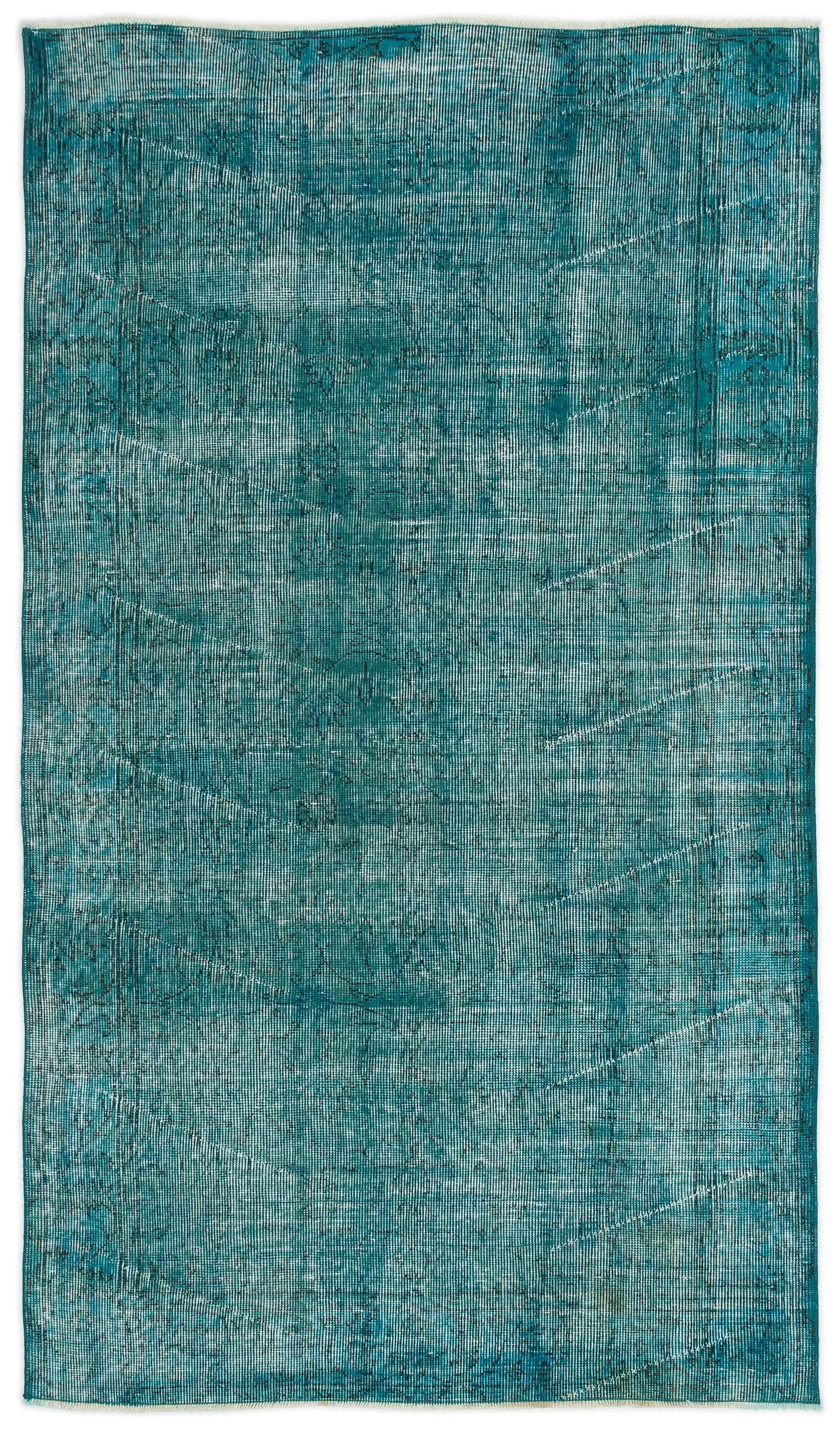 Retro Design Stone Blue Over Dyed Vintage Rug 3'10'' x 6'9'' ft 118 x 207 cm