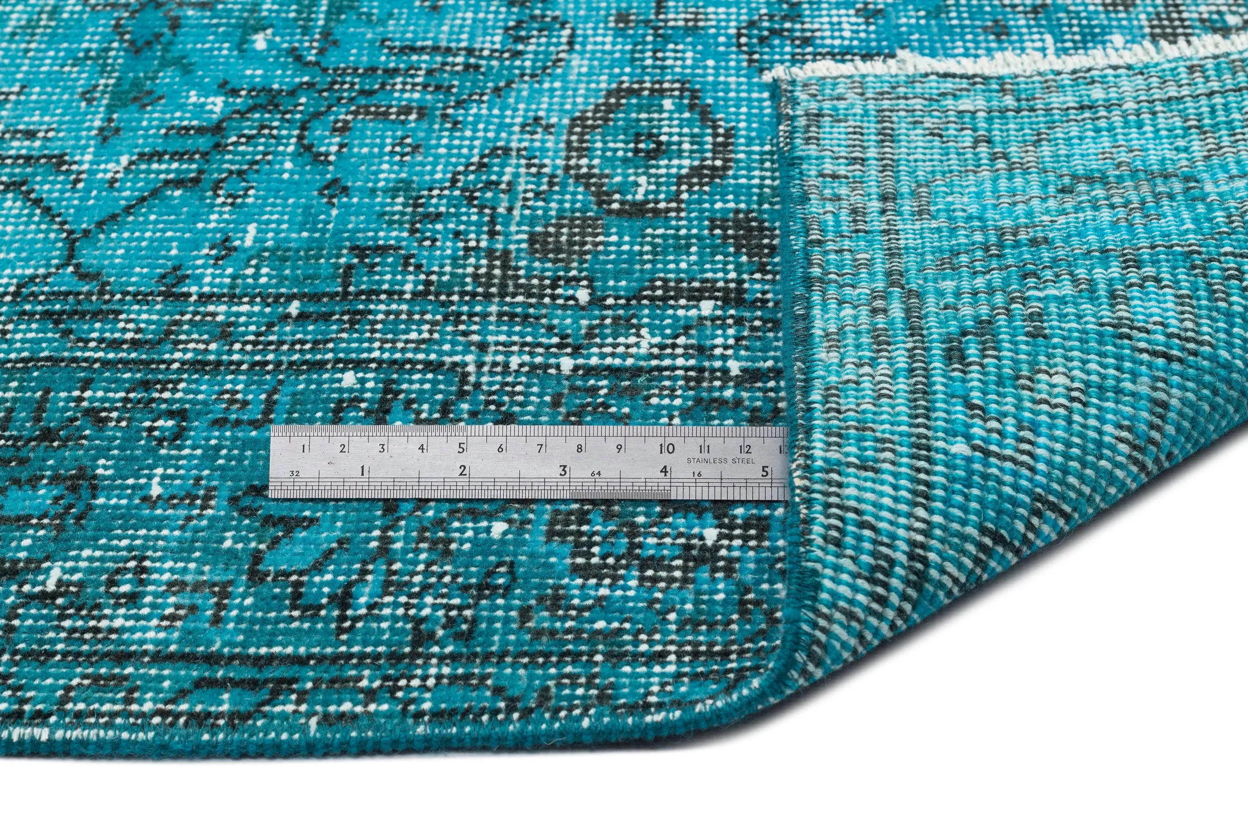 Retro Design Stone Blue Over Dyed Vintage Rug 4'10'' x 8'8'' ft 148 x 265 cm