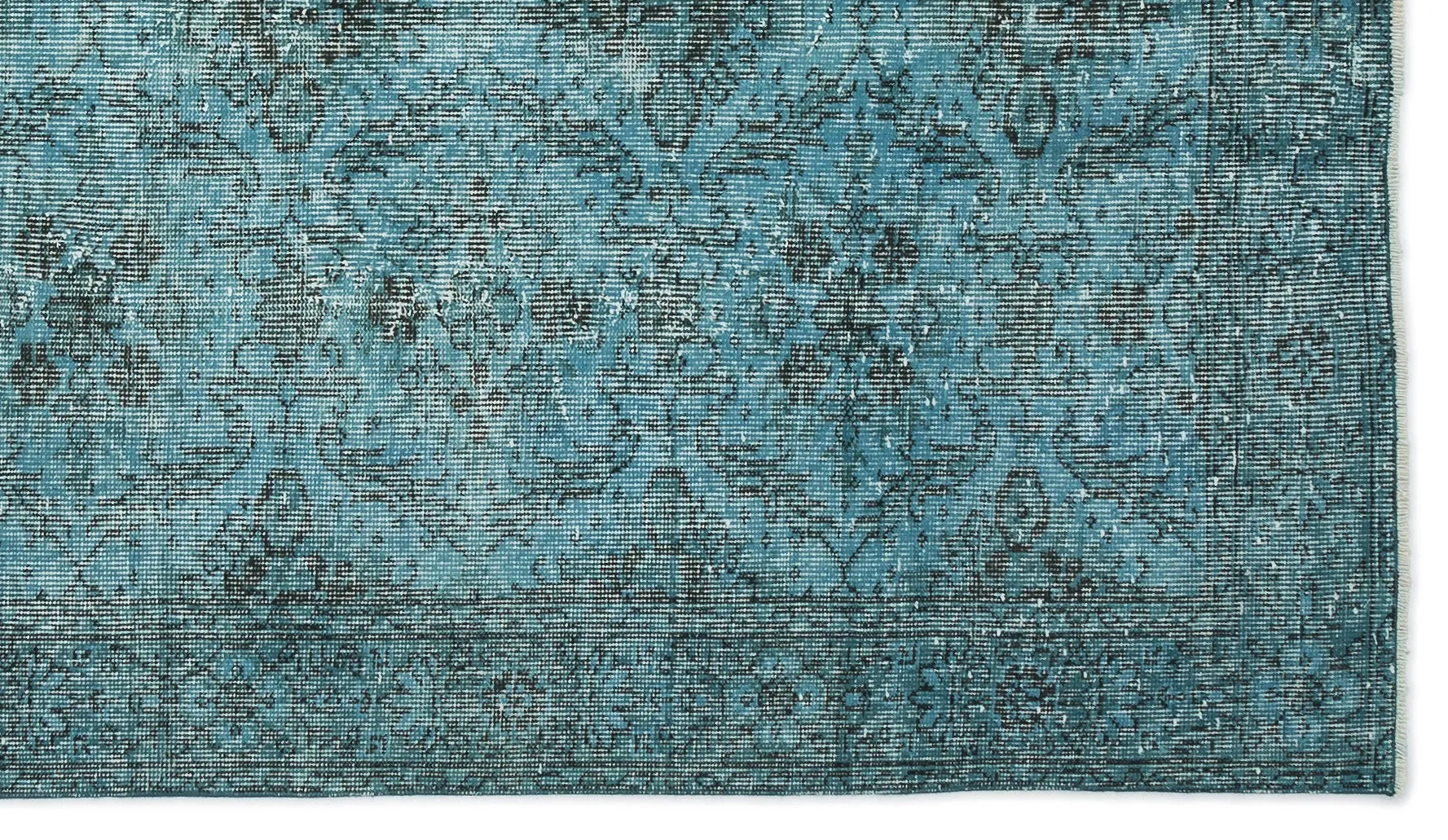 Retro Design Stone Blue Over Dyed Vintage Rug 4'10'' x 8'8'' ft 148 x 265 cm