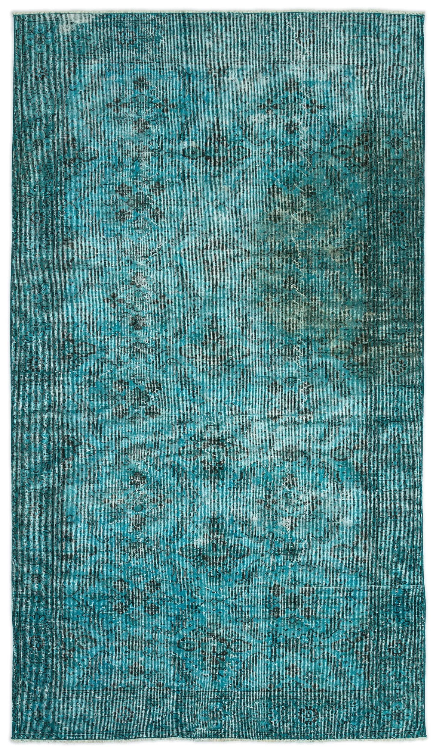 Retro Design Stone Blue Over Dyed Vintage Rug 4'10'' x 8'8'' ft 148 x 265 cm