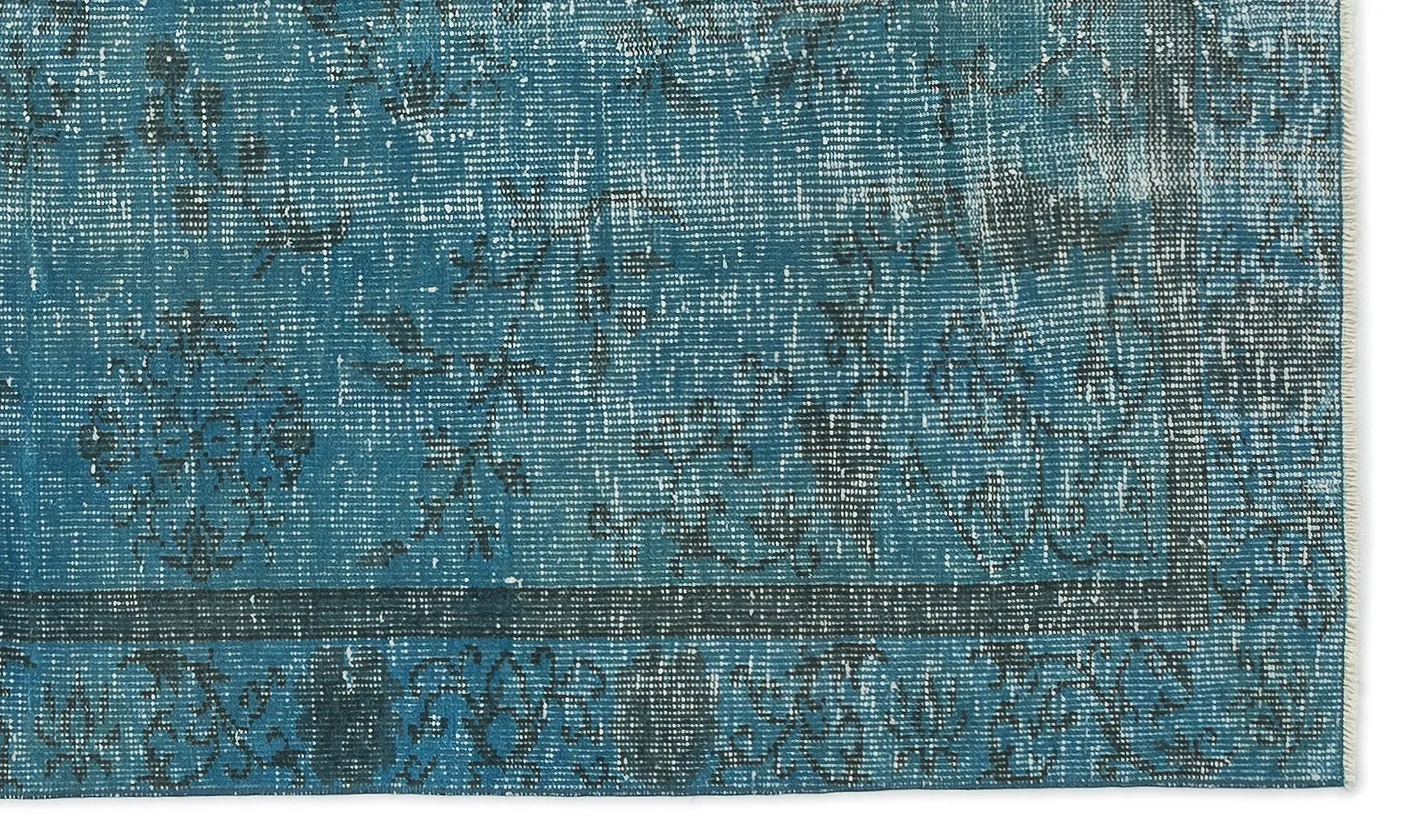 Retro Design Stone Blue Over Dyed Vintage Rug 4'4'' x 7'8'' ft 131 x 233 cm