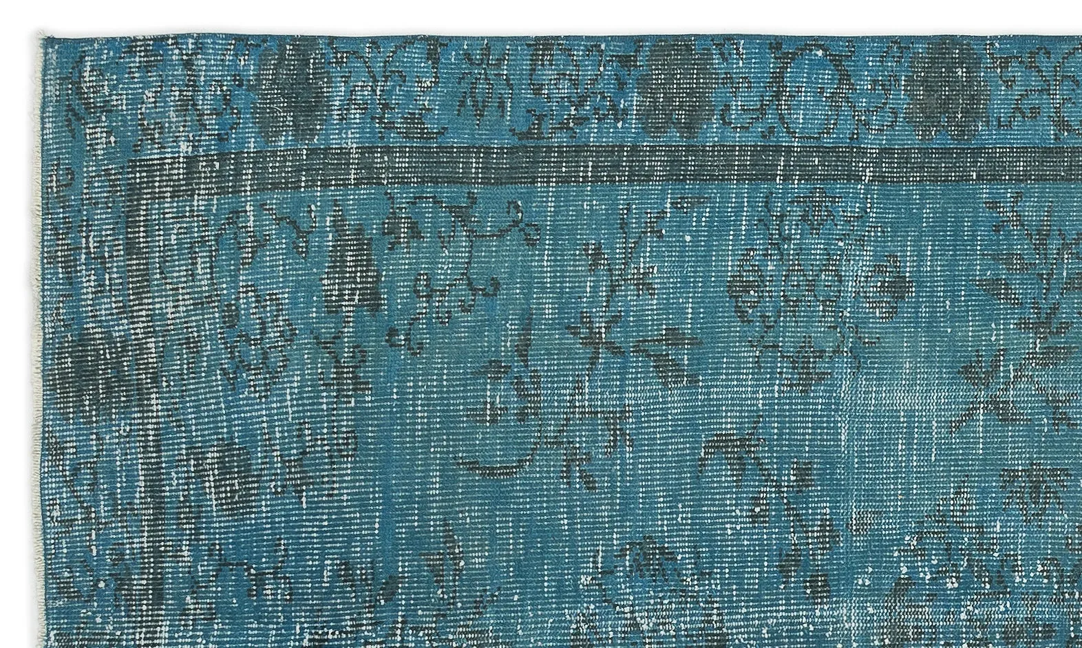 Retro Design Stone Blue Over Dyed Vintage Rug 4'4'' x 7'8'' ft 131 x 233 cm