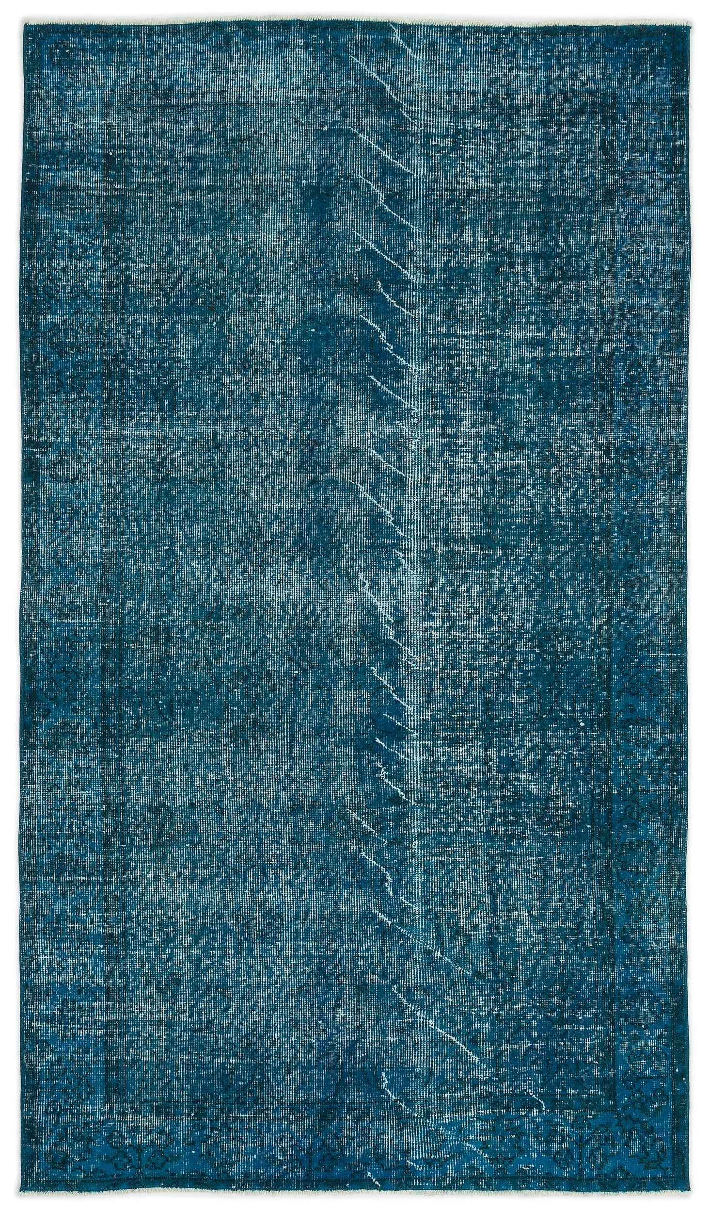 Retro Design Stone Blue Over Dyed Vintage Rug 4'5'' x 7'6'' ft 135 x 229 cm