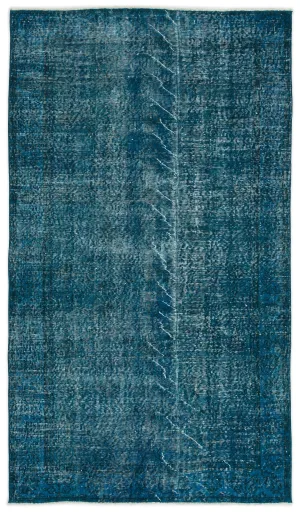 Retro Design Stone Blue Over Dyed Vintage Rug 4'5'' x 7'6'' ft 135 x 229 cm