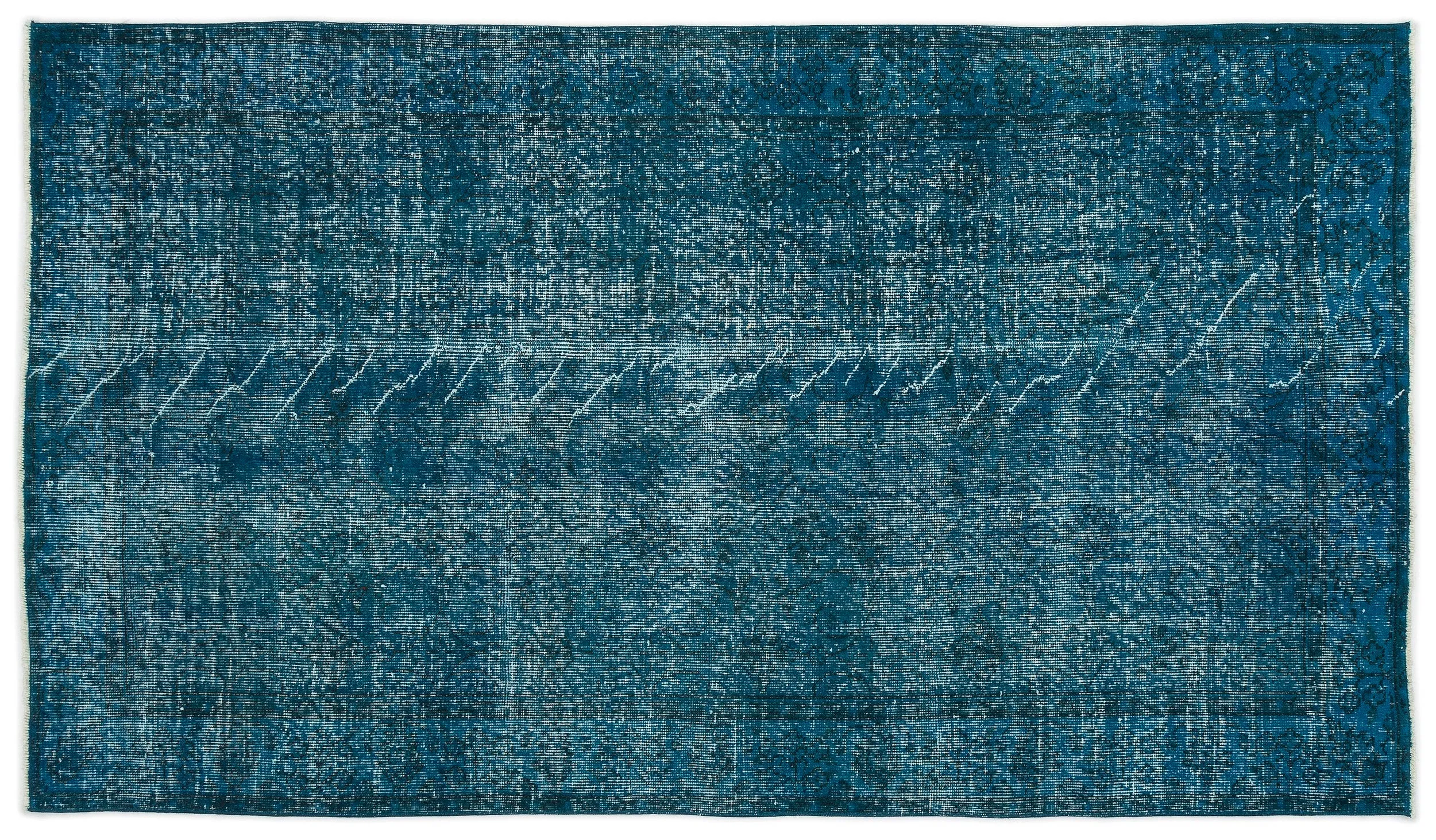 Retro Design Stone Blue Over Dyed Vintage Rug 4'5'' x 7'6'' ft 135 x 229 cm