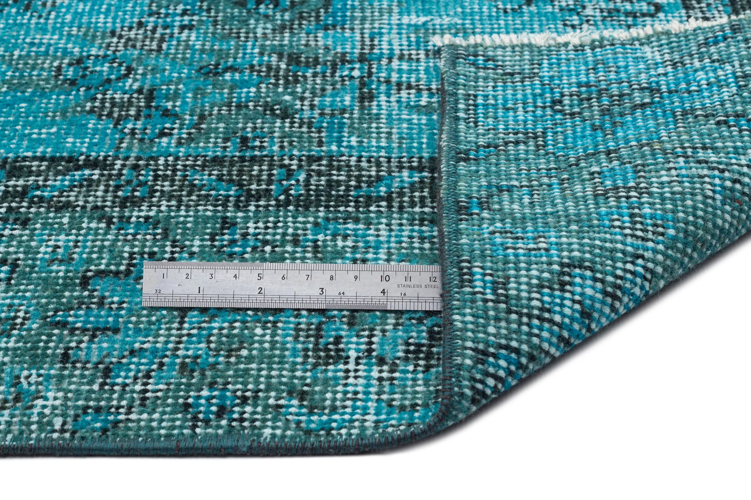 Retro Design Stone Blue Over Dyed Vintage Rug 4'9'' x 8'11'' ft 144 x 271 cm