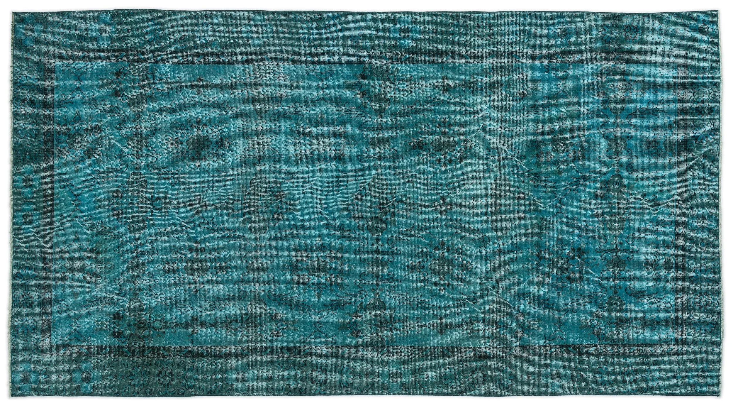 Retro Design Stone Blue Over Dyed Vintage Rug 4'9'' x 8'11'' ft 144 x 271 cm