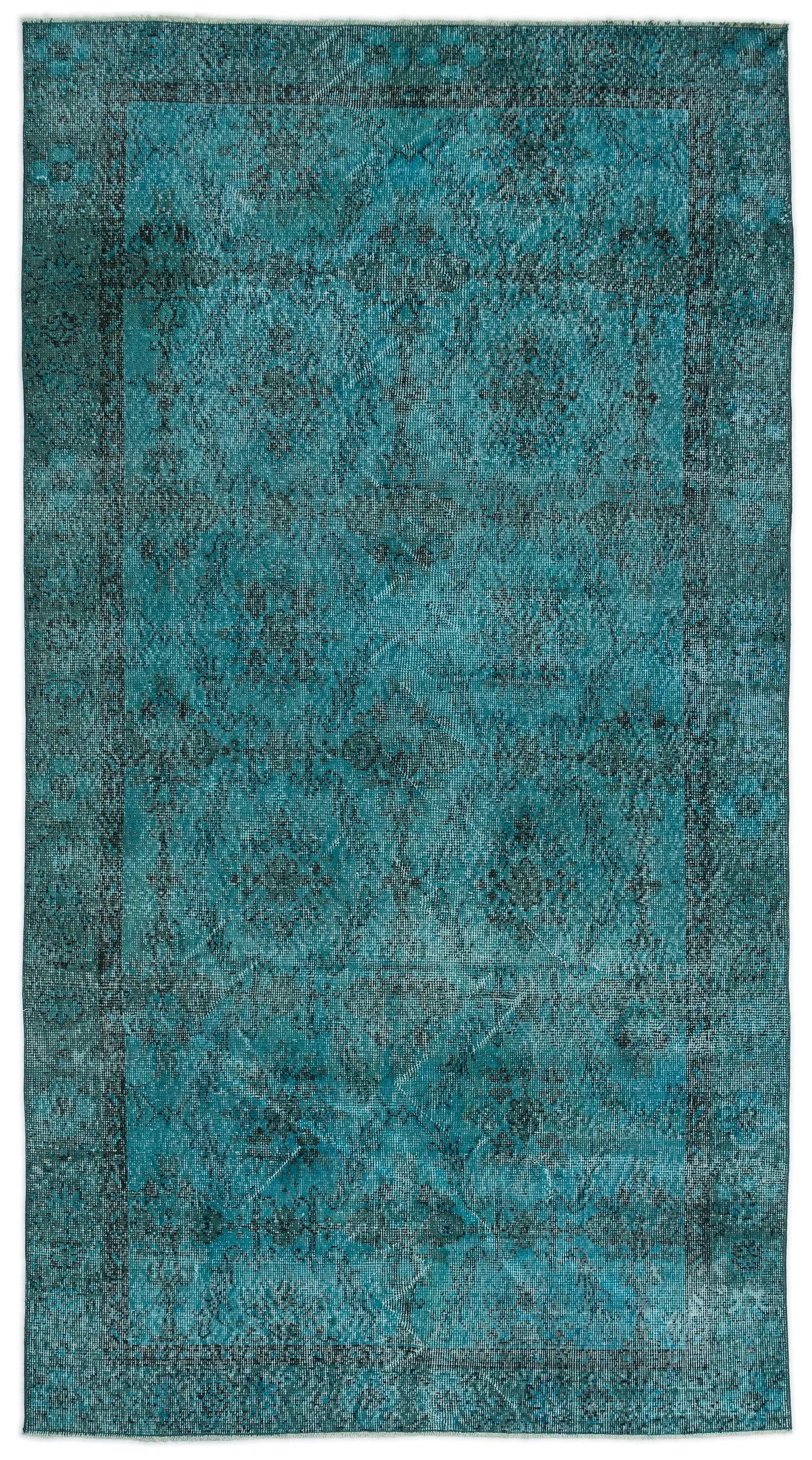 Retro Design Stone Blue Over Dyed Vintage Rug 4'9'' x 8'11'' ft 144 x 271 cm