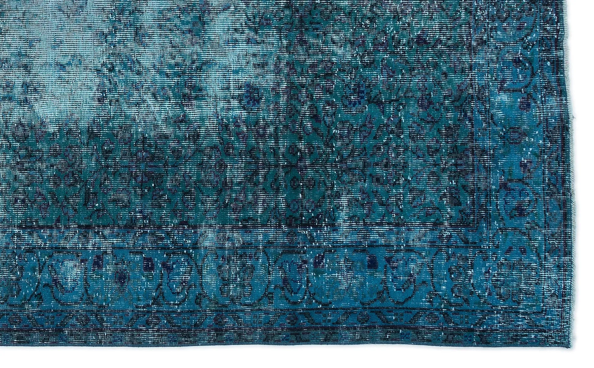 Retro Design Stone Blue Over Dyed Vintage Rug 5'7'' x 8'11'' ft 169 x 272 cm