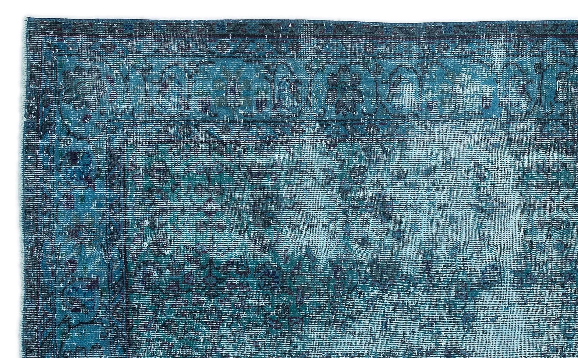 Retro Design Stone Blue Over Dyed Vintage Rug 5'7'' x 8'11'' ft 169 x 272 cm