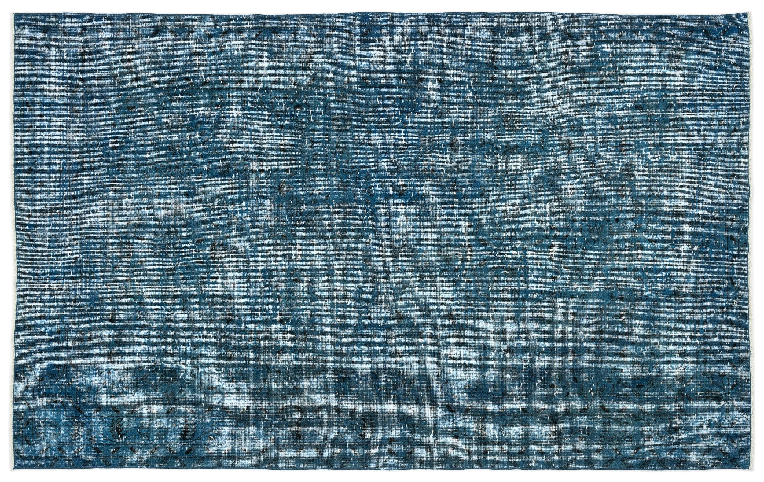 Retro Design Stone Blue Over Dyed Vintage Rug 5'9'' x 9'3'' ft 174 x 283 cm