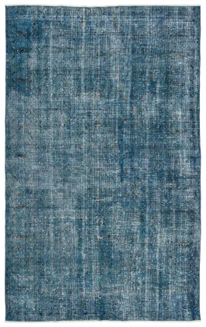 Retro Design Stone Blue Over Dyed Vintage Rug 5'9'' x 9'3'' ft 174 x 283 cm