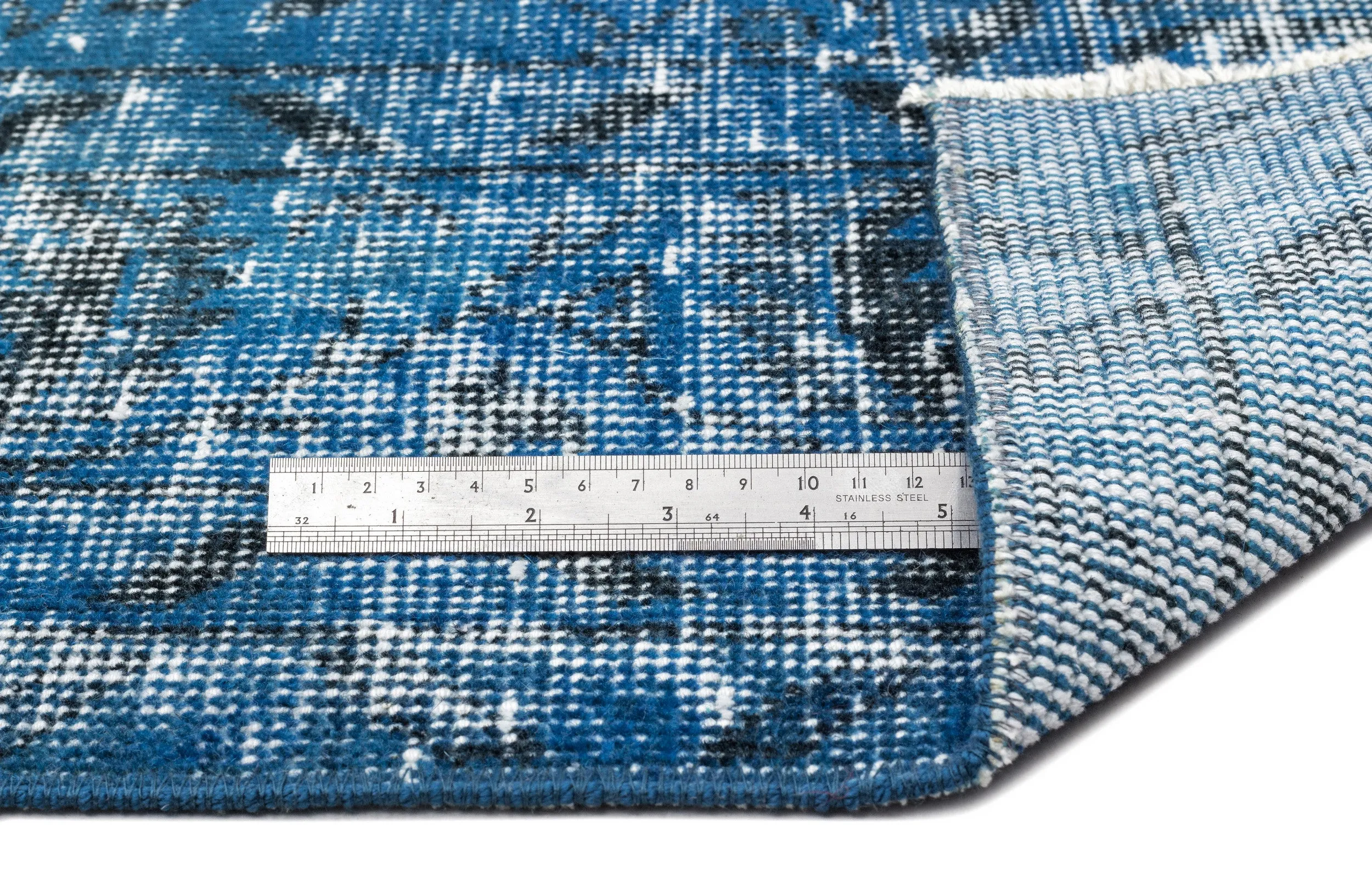 Retro Design Stone Blue Over Dyed Vintage Rug 5'9'' x 9'3'' ft 174 x 283 cm