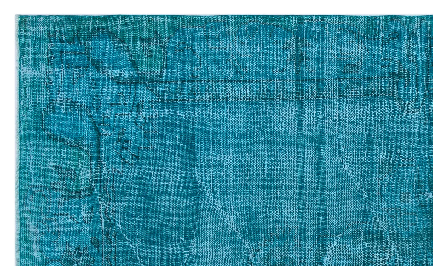 Retro Design Turquoise Over Dyed Vintage Rug 5'1'' x 8'4'' ft 154 x 253 cm