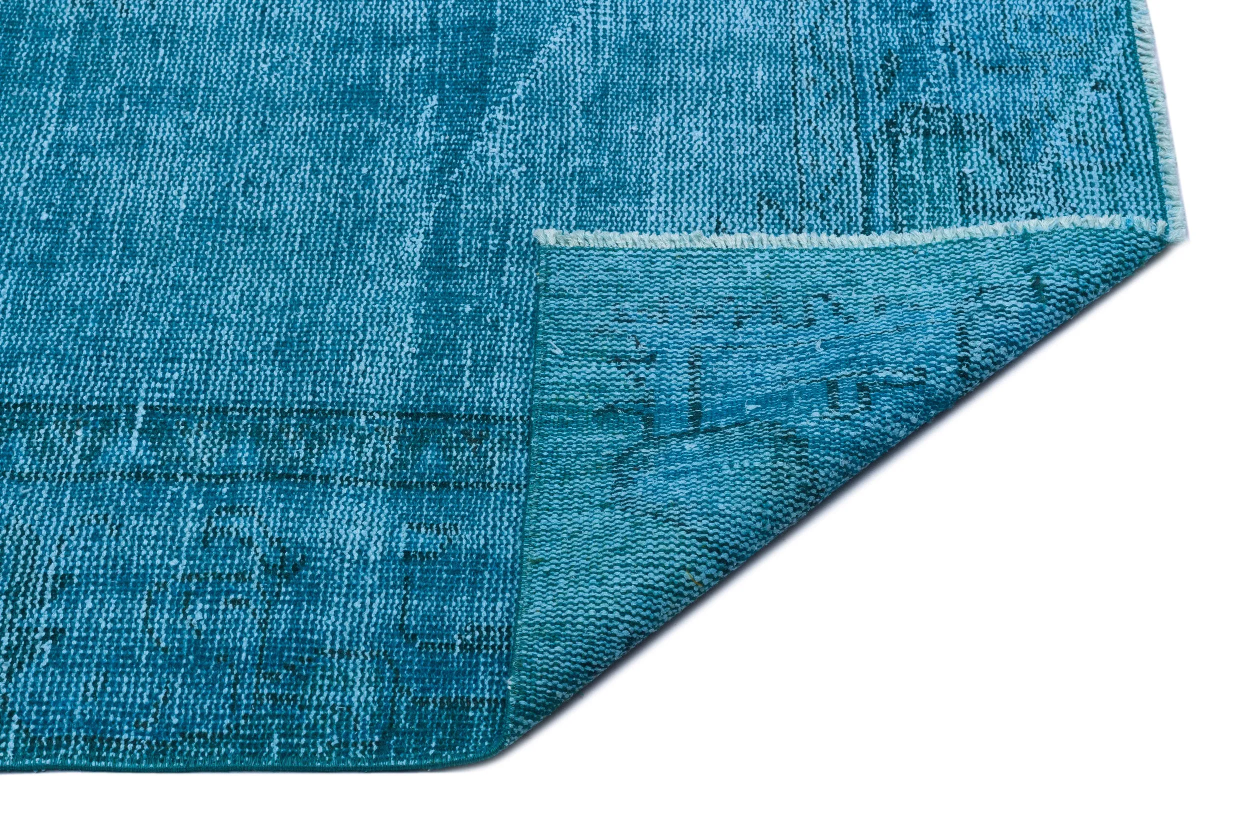 Retro Design Turquoise Over Dyed Vintage Rug 5'1'' x 8'4'' ft 154 x 253 cm