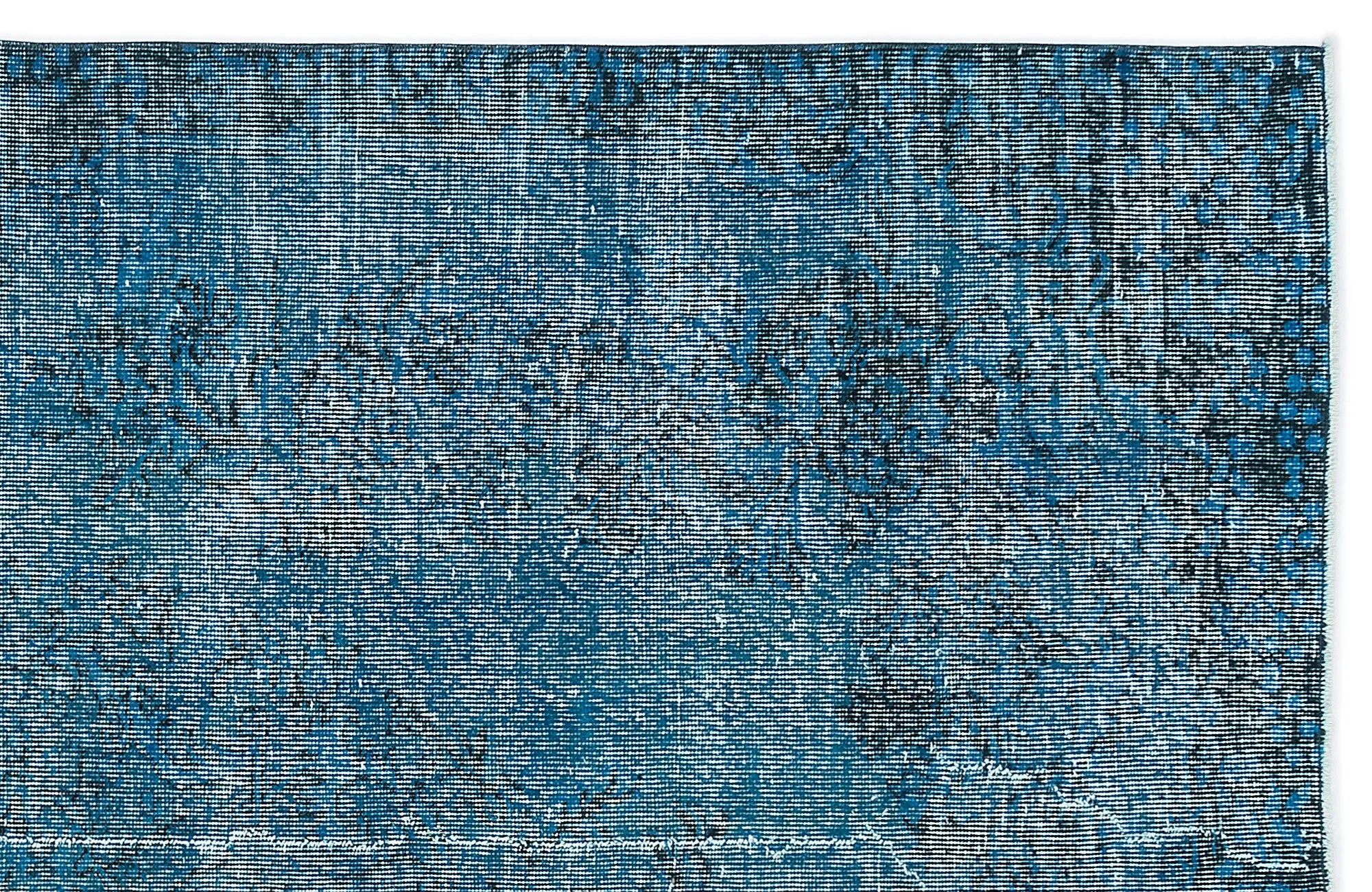 Retro Design Turquoise Over Dyed Vintage Rug 5'10'' x 9'3'' ft 178 x 283 cm