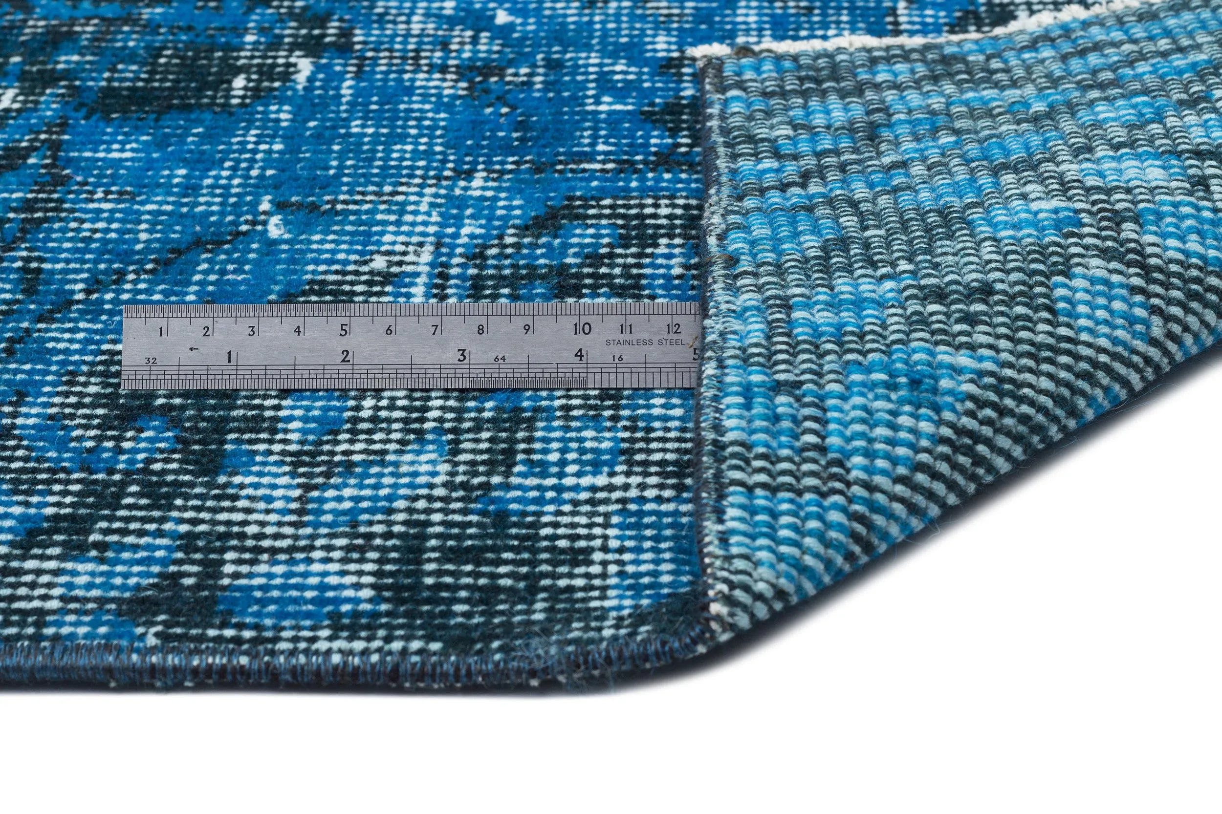 Retro Design Turquoise Over Dyed Vintage Rug 5'10'' x 9'3'' ft 178 x 283 cm