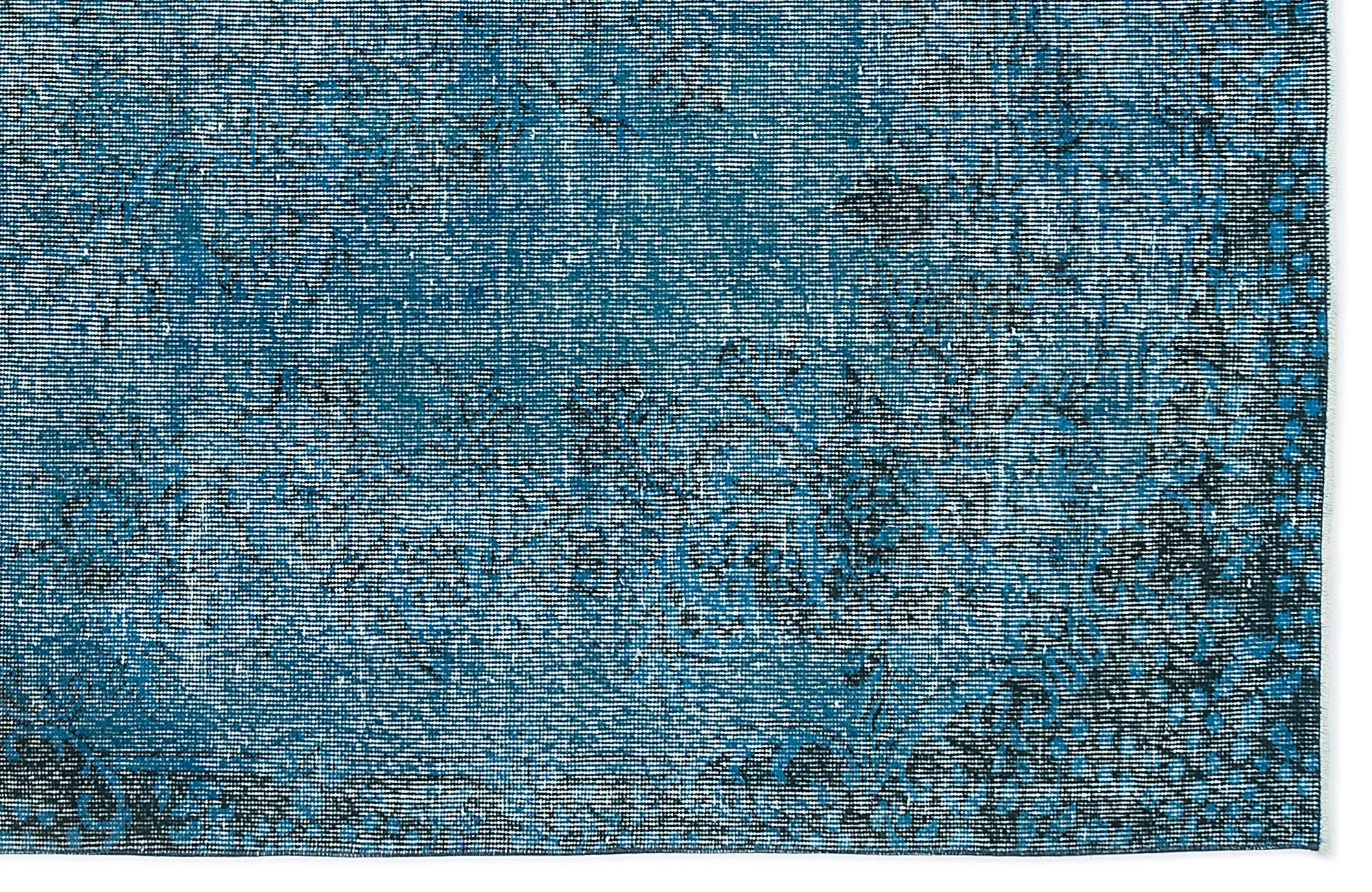 Retro Design Turquoise Over Dyed Vintage Rug 5'10'' x 9'3'' ft 178 x 283 cm