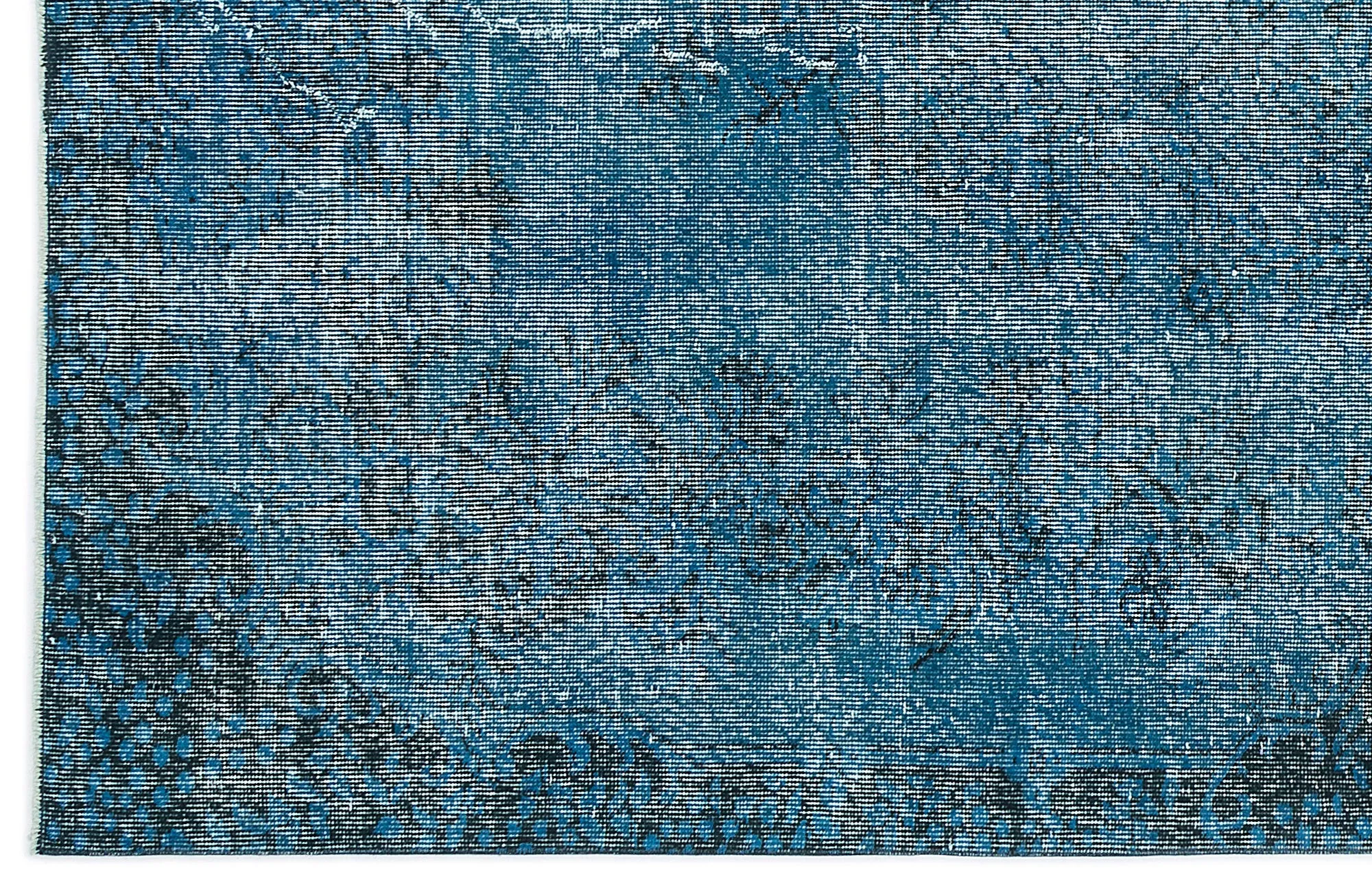 Retro Design Turquoise Over Dyed Vintage Rug 5'10'' x 9'3'' ft 178 x 283 cm
