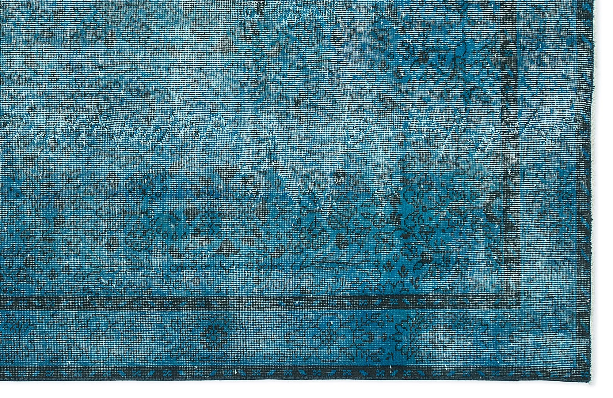 Retro Design Turquoise Over Dyed Vintage Rug 5'10'' x 9'4'' ft 177 x 285 cm