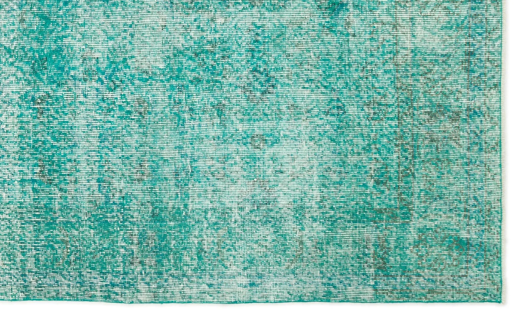 Retro Design Turquoise Over Dyed Vintage Rug 5'3'' x 8'4'' ft 160 x 254 cm