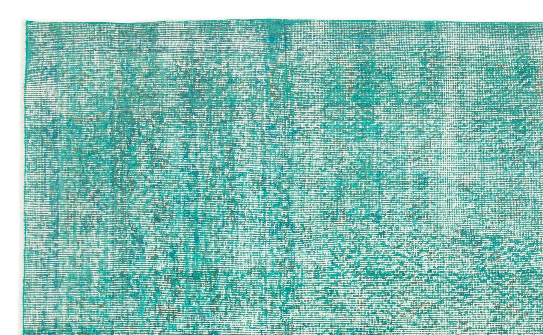 Retro Design Turquoise Over Dyed Vintage Rug 5'3'' x 8'4'' ft 160 x 254 cm