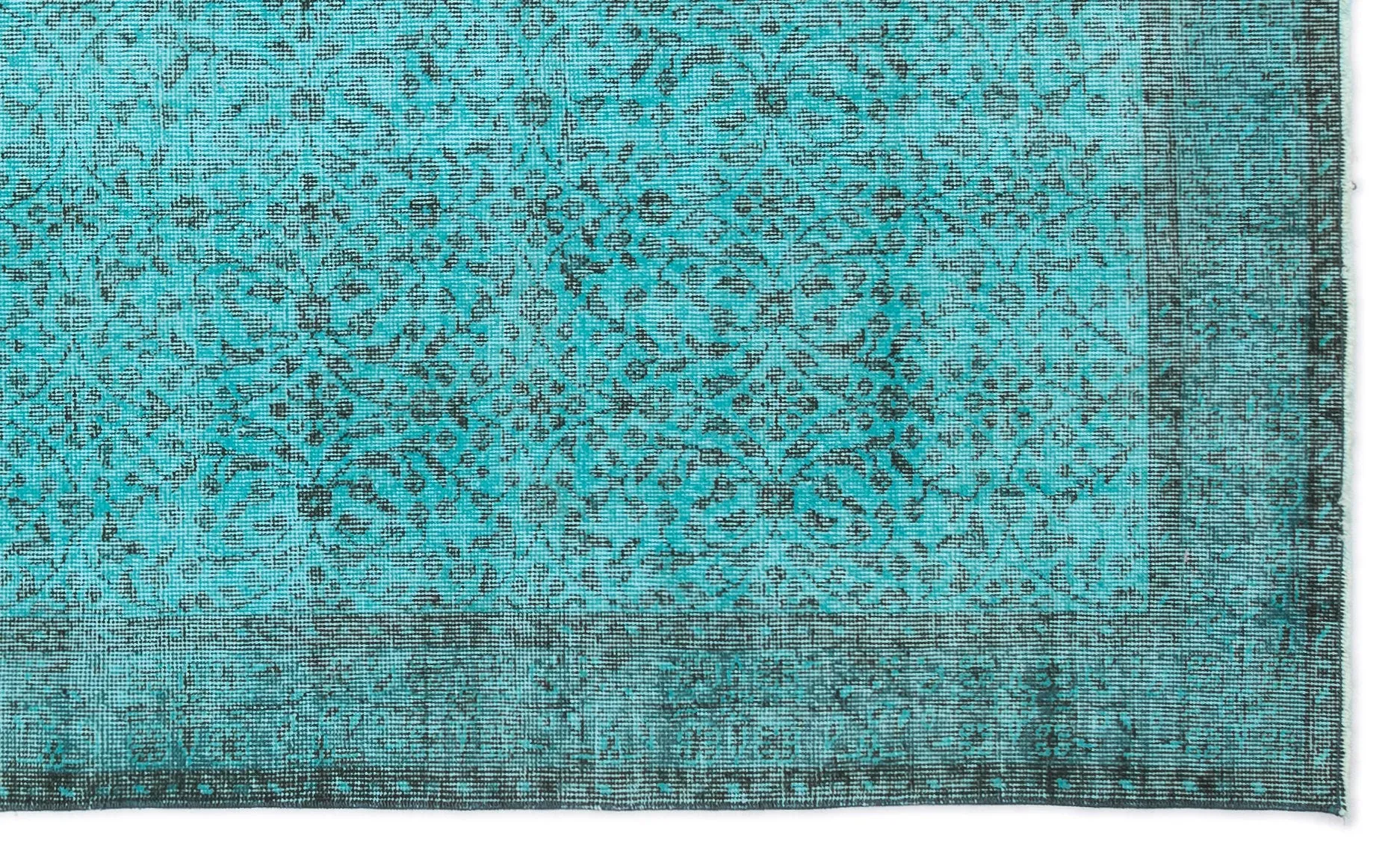 Retro Design Turquoise Over Dyed Vintage Rug 5'3'' x 8'9'' ft 160 x 267 cm