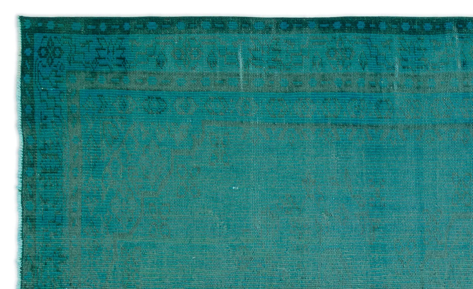 Retro Design Turquoise Over Dyed Vintage Rug 5'4'' x 8'4'' ft 162 x 255 cm