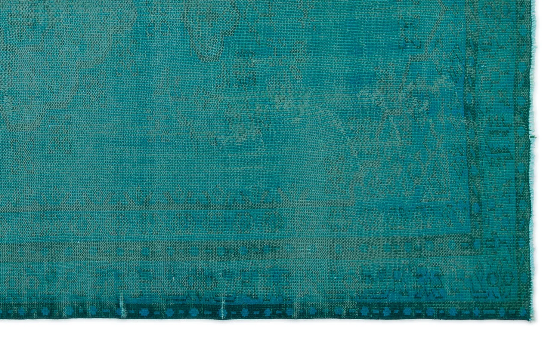 Retro Design Turquoise Over Dyed Vintage Rug 5'4'' x 8'4'' ft 162 x 255 cm