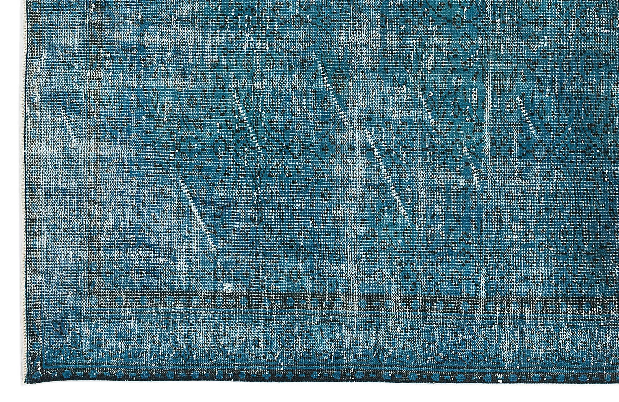 Retro Design Turquoise Over Dyed Vintage Rug 5'4'' x 8'9'' ft 163 x 267 cm