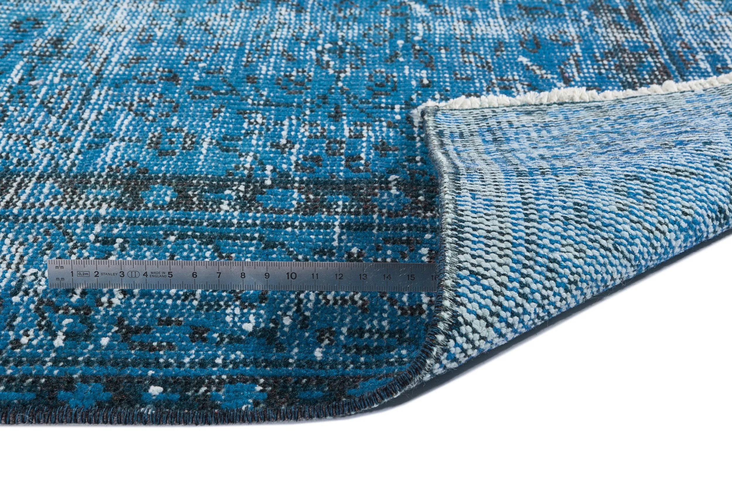 Retro Design Turquoise Over Dyed Vintage Rug 5'4'' x 8'9'' ft 163 x 267 cm