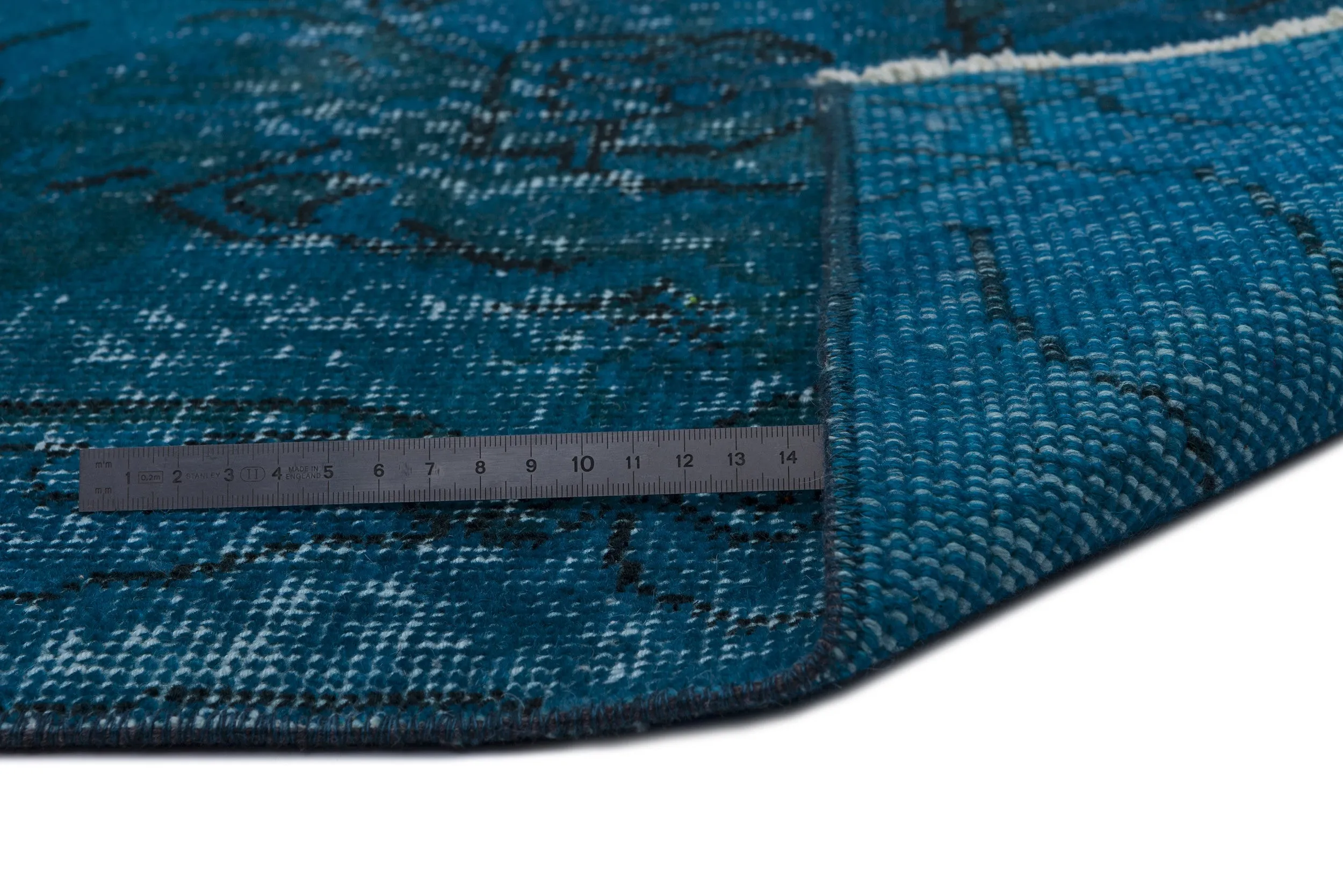 Retro Design Turquoise Over Dyed Vintage Rug 5'7'' x 9'1'' ft 169 x 276 cm