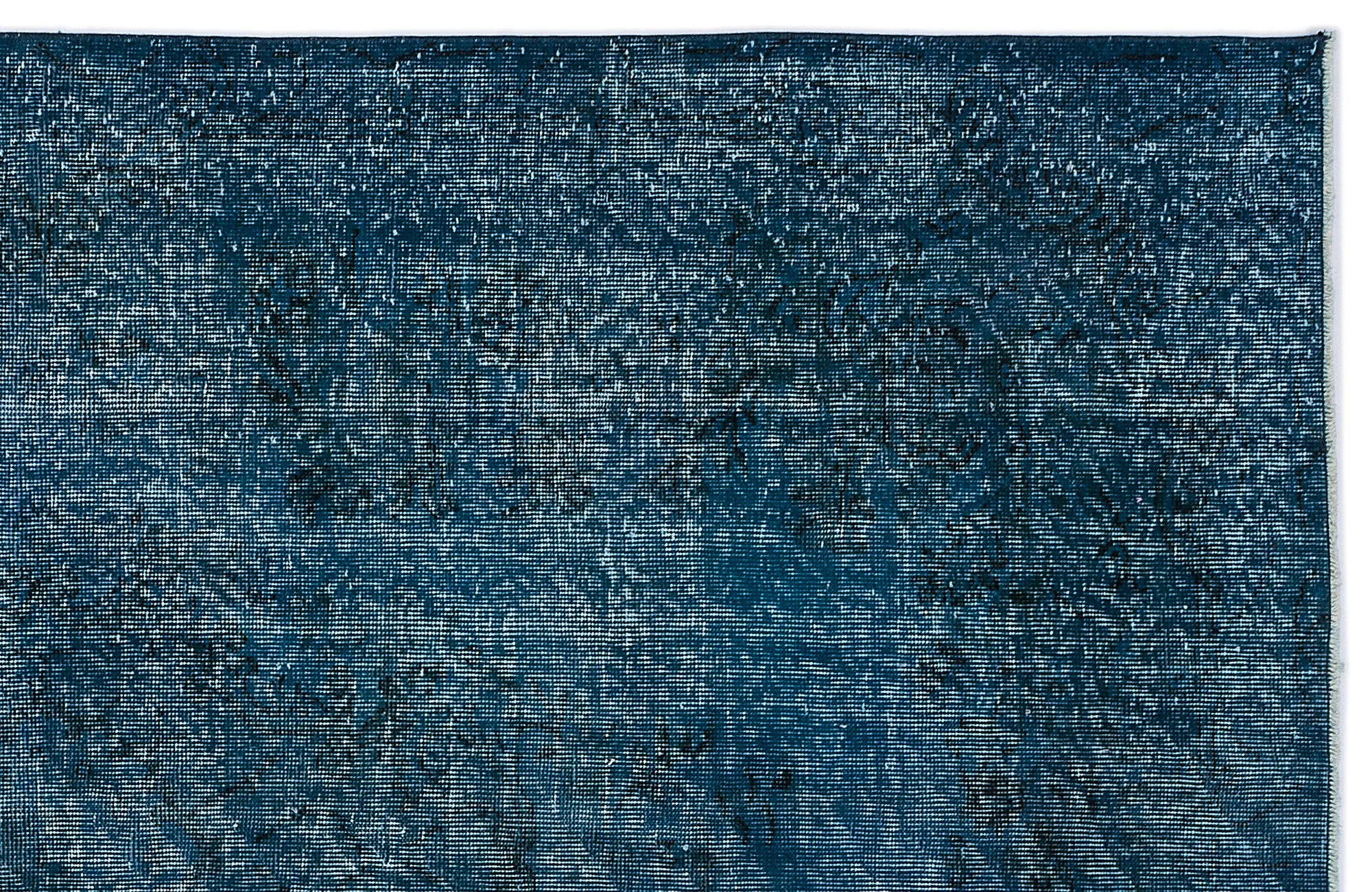 Retro Design Turquoise Over Dyed Vintage Rug 5'7'' x 9'1'' ft 169 x 276 cm