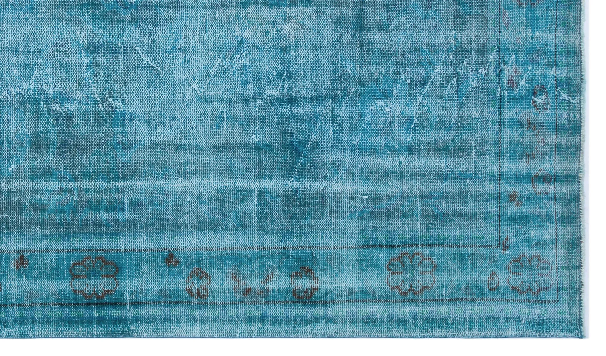 Retro Design Turquoise Over Dyed Vintage Rug 5'8'' x 9'10'' ft 172 x 300 cm