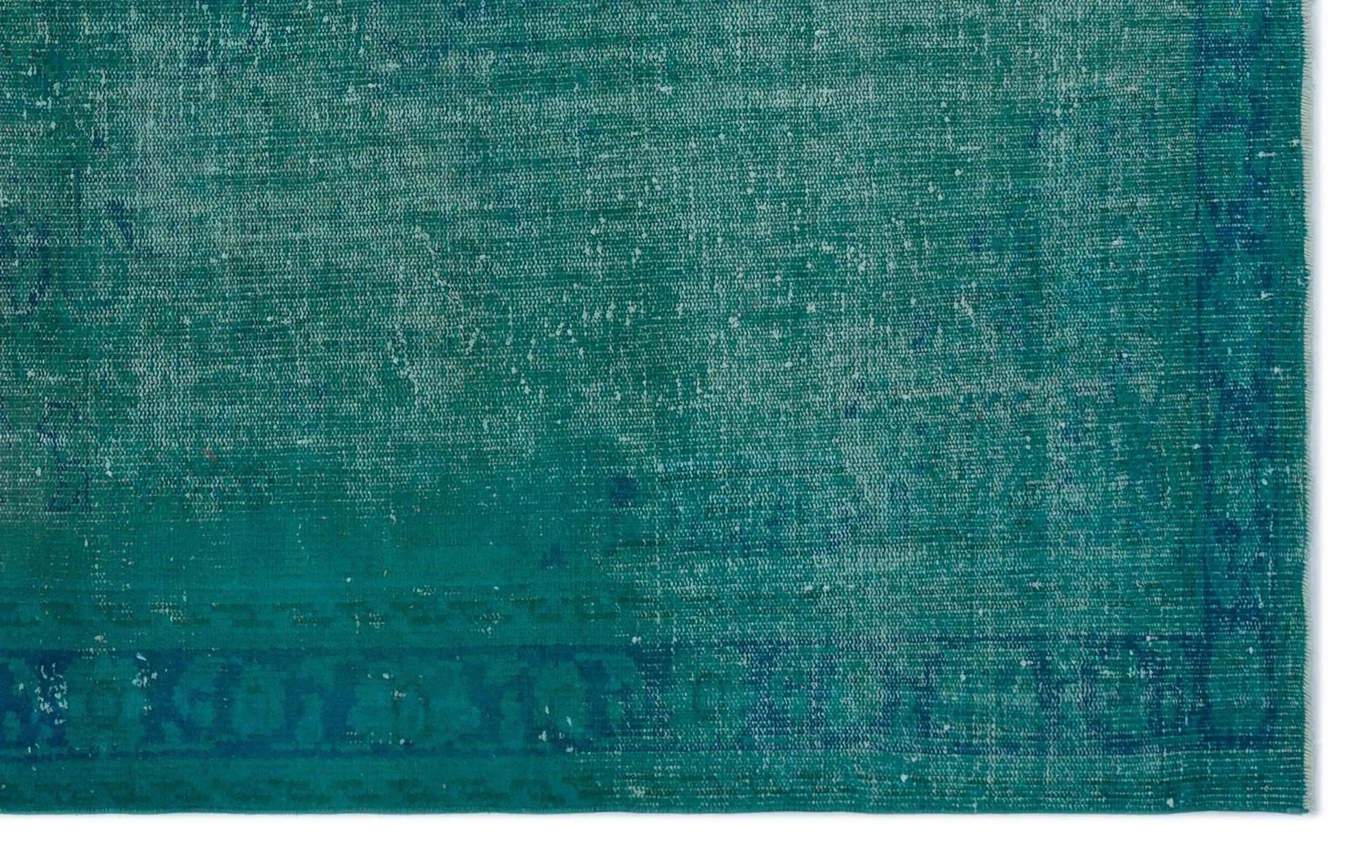Retro Design Turquoise Over Dyed Vintage Rug 5'8'' x 9'2'' ft 172 x 280 cm