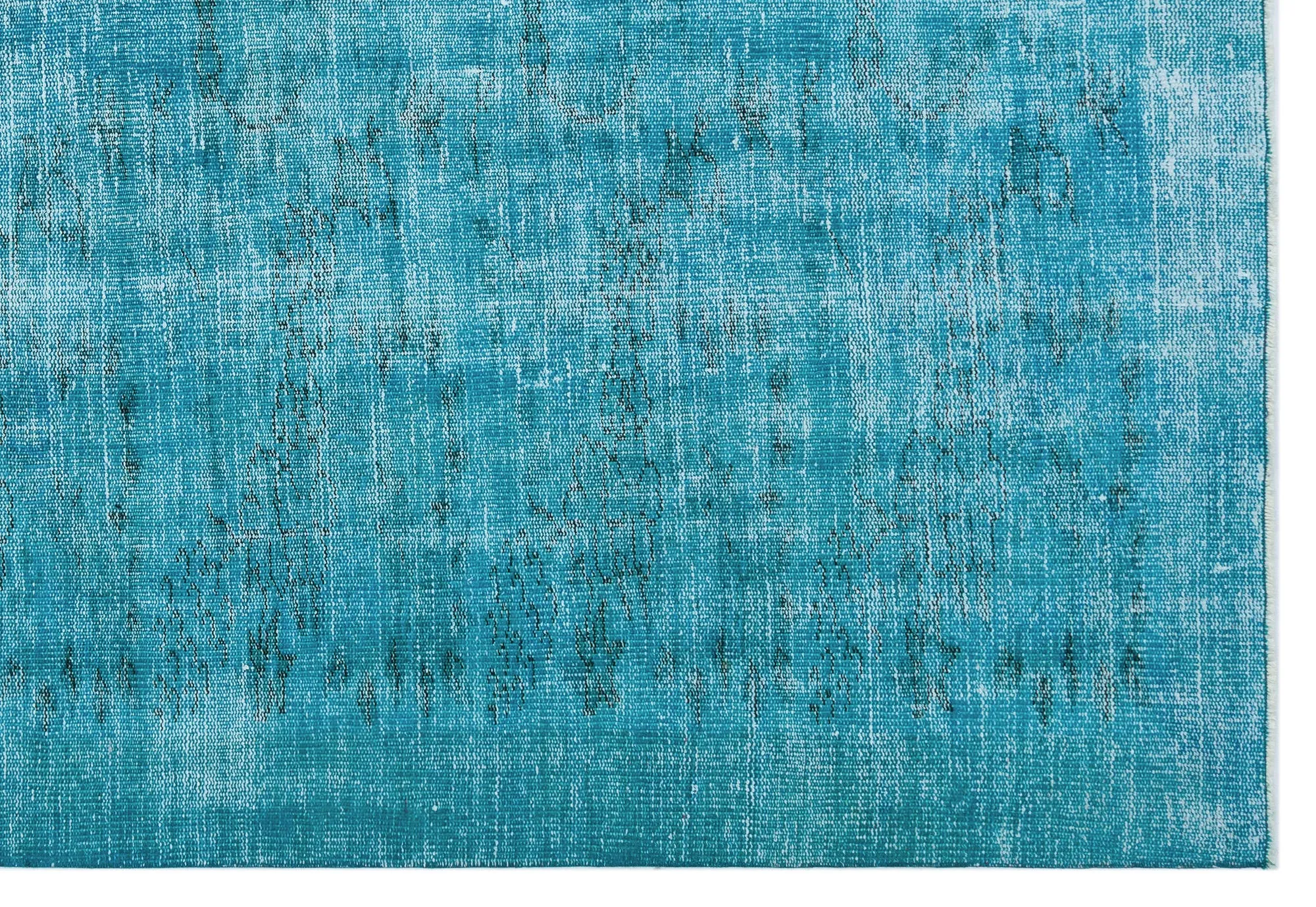 Retro Design Turquoise Over Dyed Vintage Rug 6'0'' x 8'10'' ft 184 x 270 cm