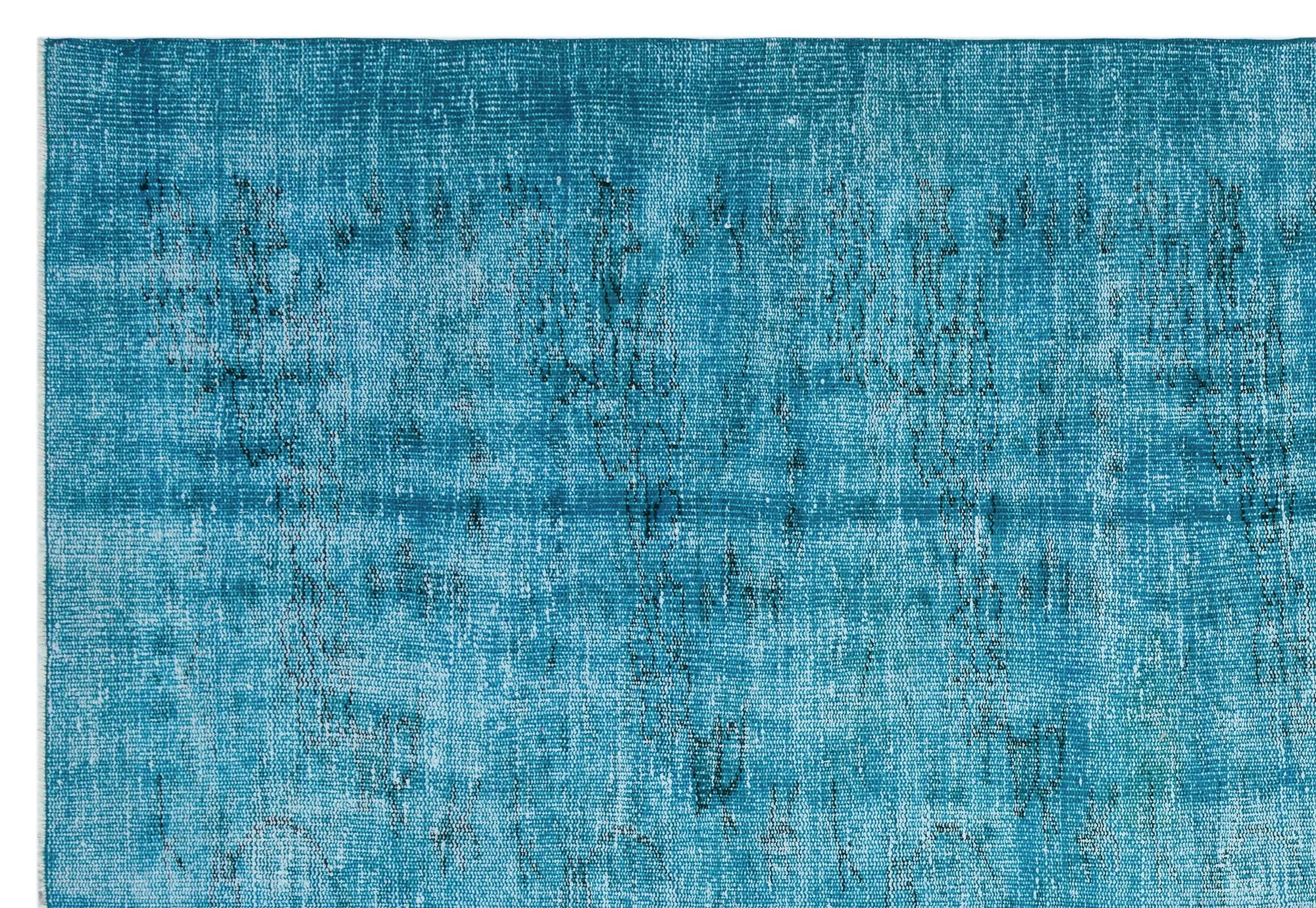 Retro Design Turquoise Over Dyed Vintage Rug 6'0'' x 8'10'' ft 184 x 270 cm
