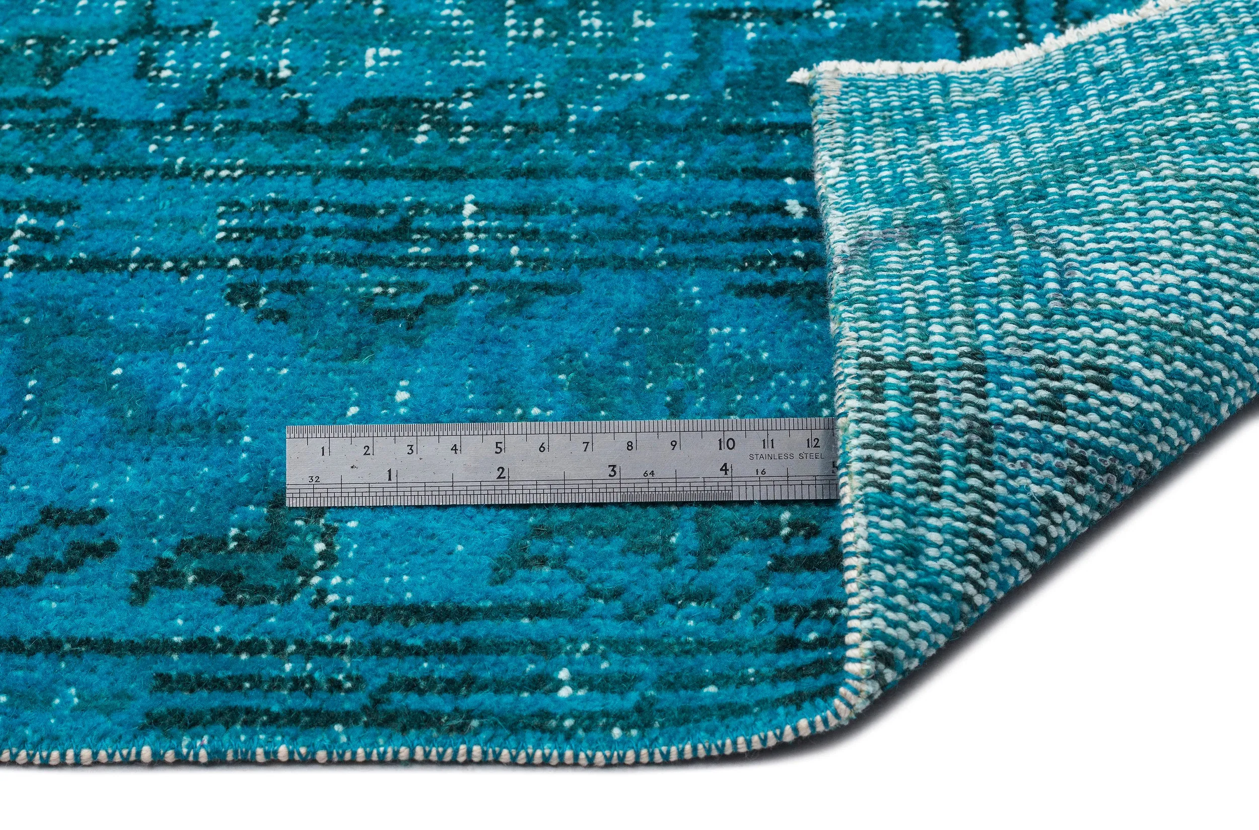 Retro Design Turquoise Over Dyed Vintage Rug 6'0'' x 9'11'' ft 184 x 301 cm